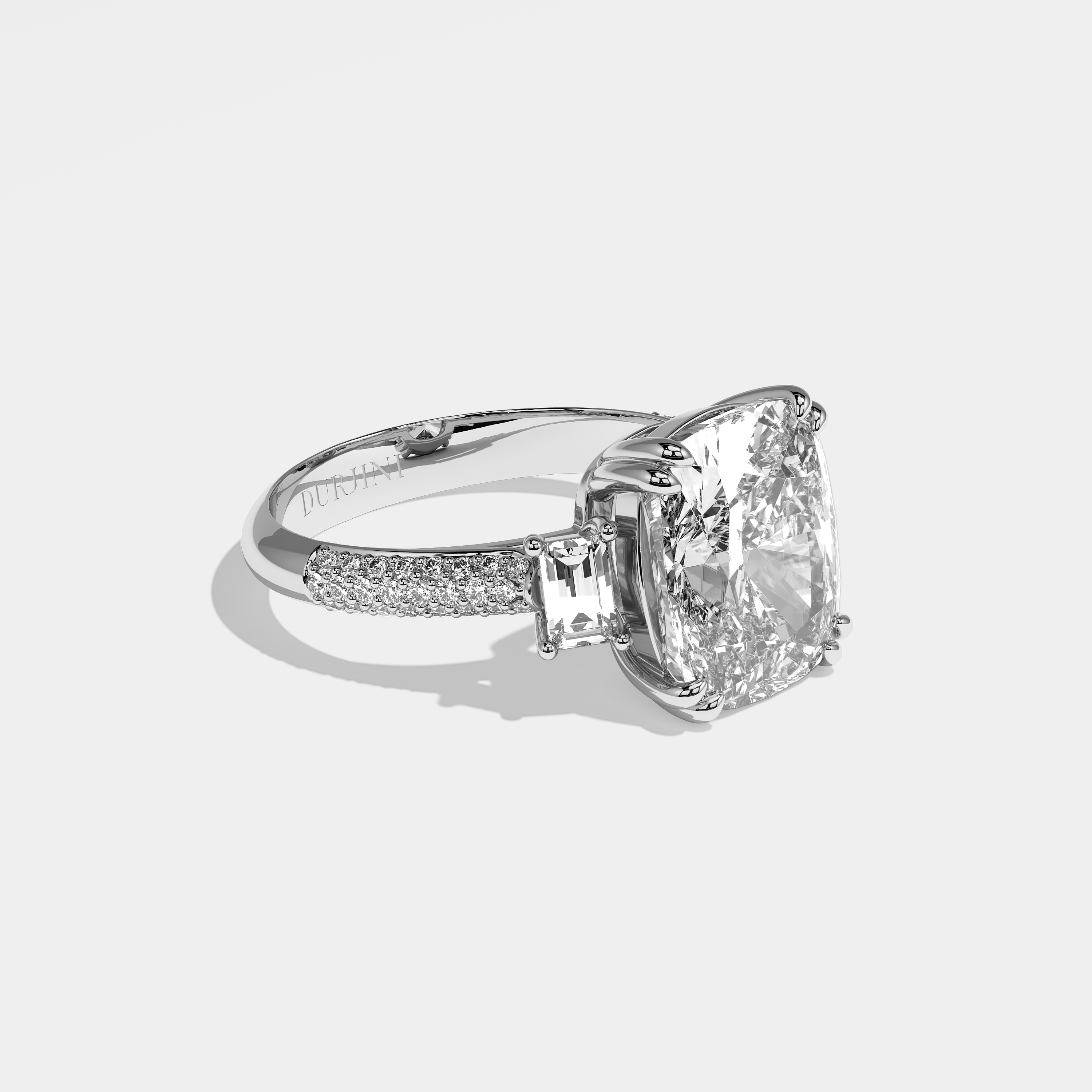 Veronica cushion diamond engagement ring in 18K white gold by Kurbãni Durjini, right view