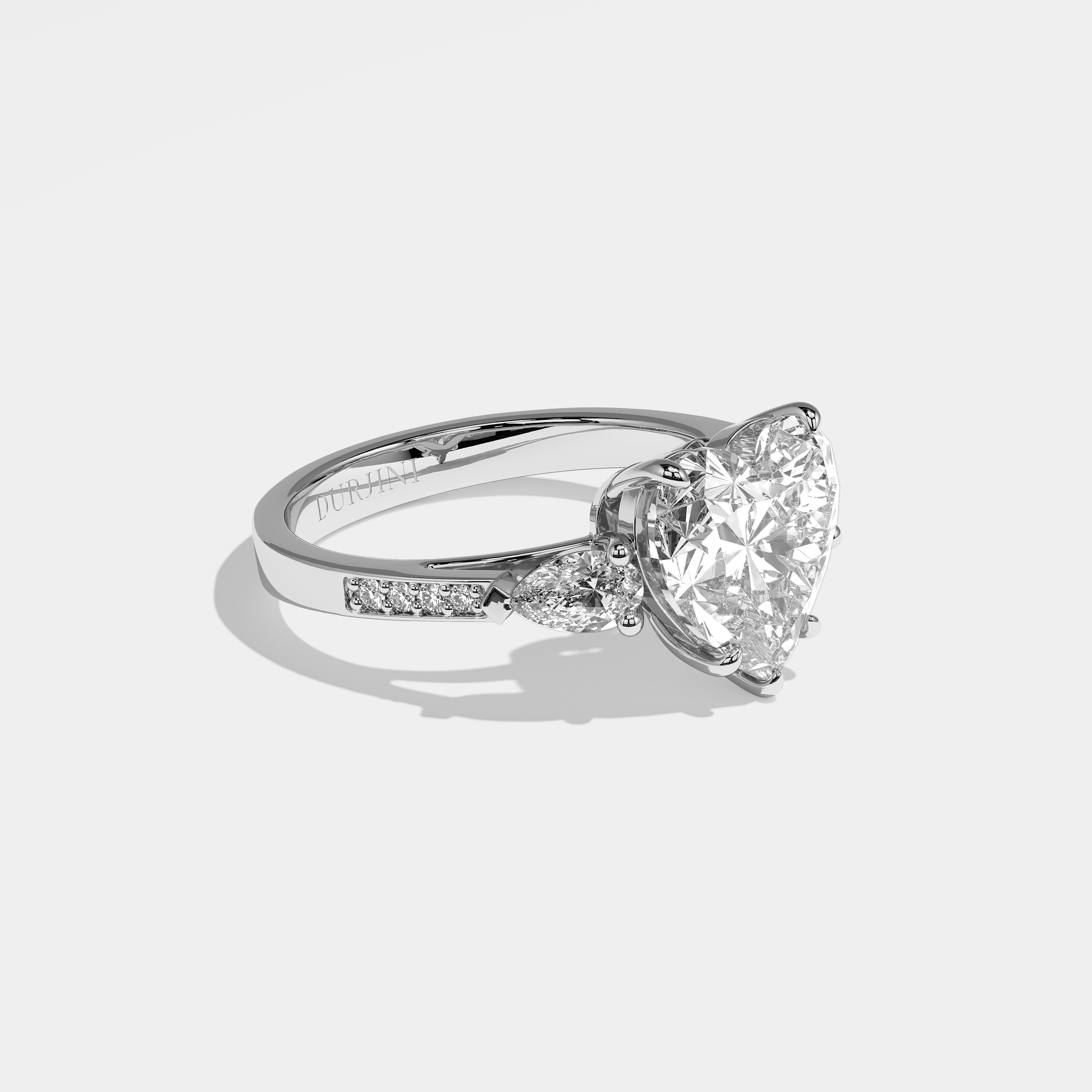 Giselle heart diamond engagement ring in 18K white gold by Kurbãni Durjini, right view