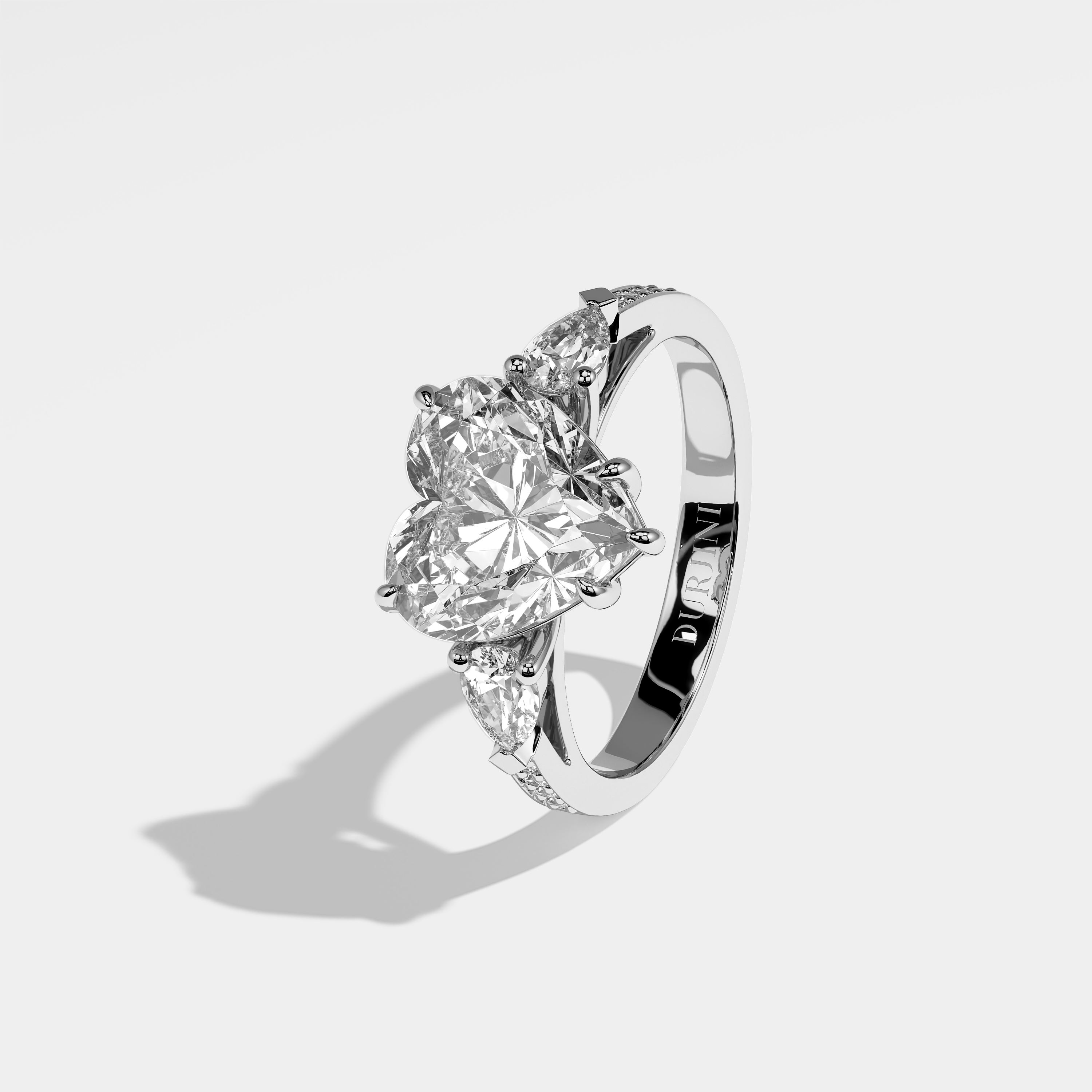 Giselle Diamond Heart Engagement Ring 18K White Gold 6.30ct