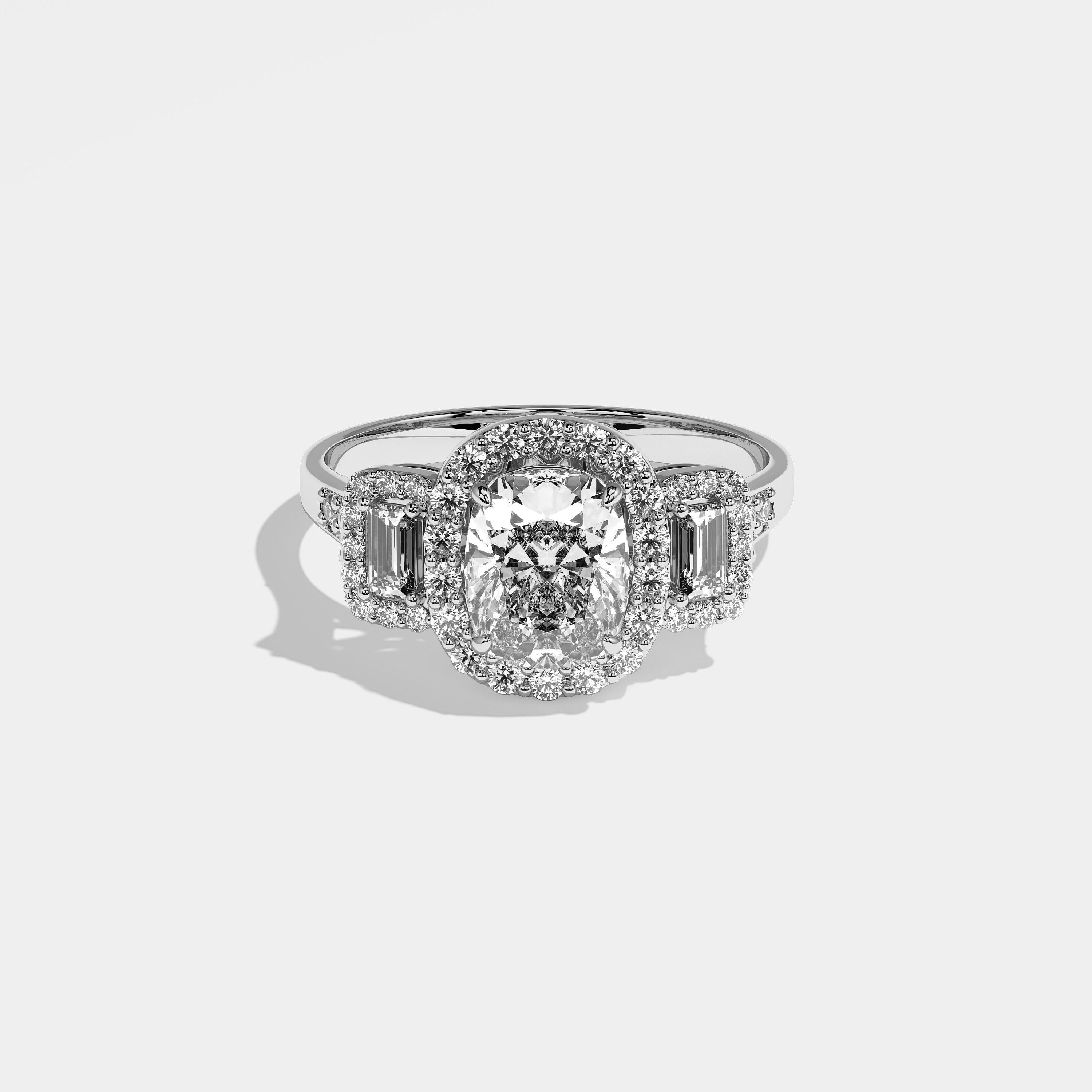 Zendeya Diamond Oval Halo Engagement Ring 18K White Gold 6ct
