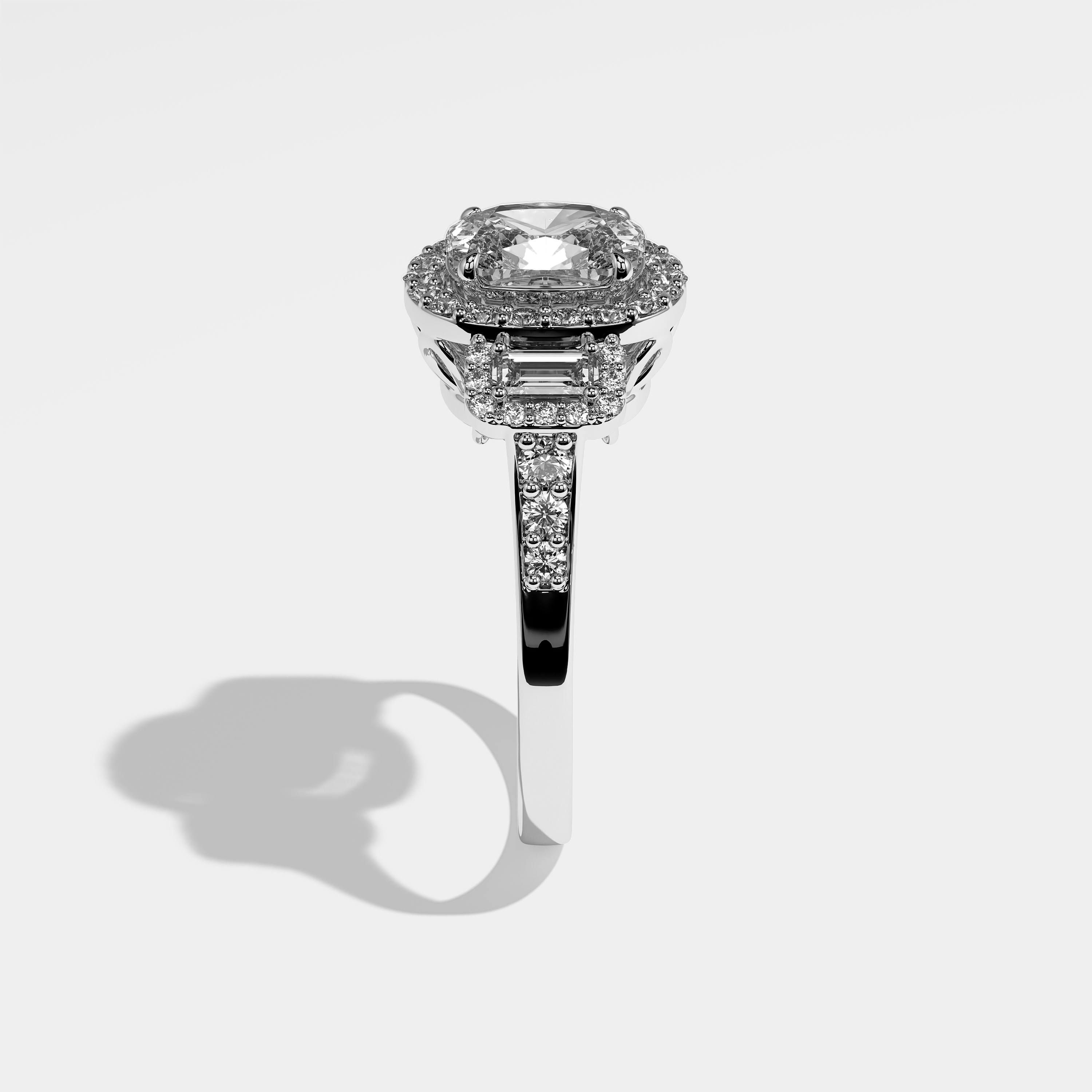 Zendeya Diamond Oval Halo Engagement Ring 18K White Gold 6ct