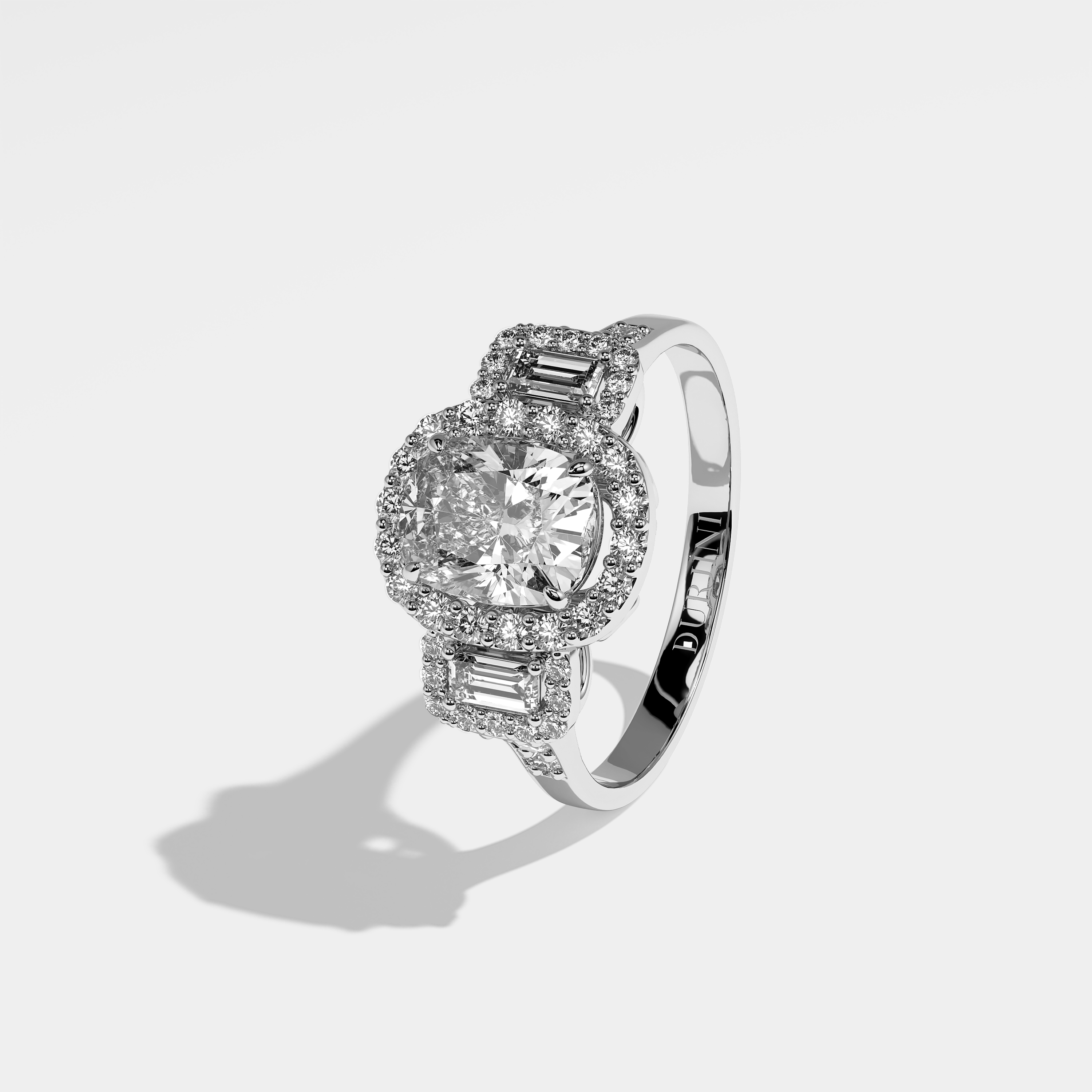 Zendeya Diamond Oval Halo Engagement Ring 18K White Gold 6ct