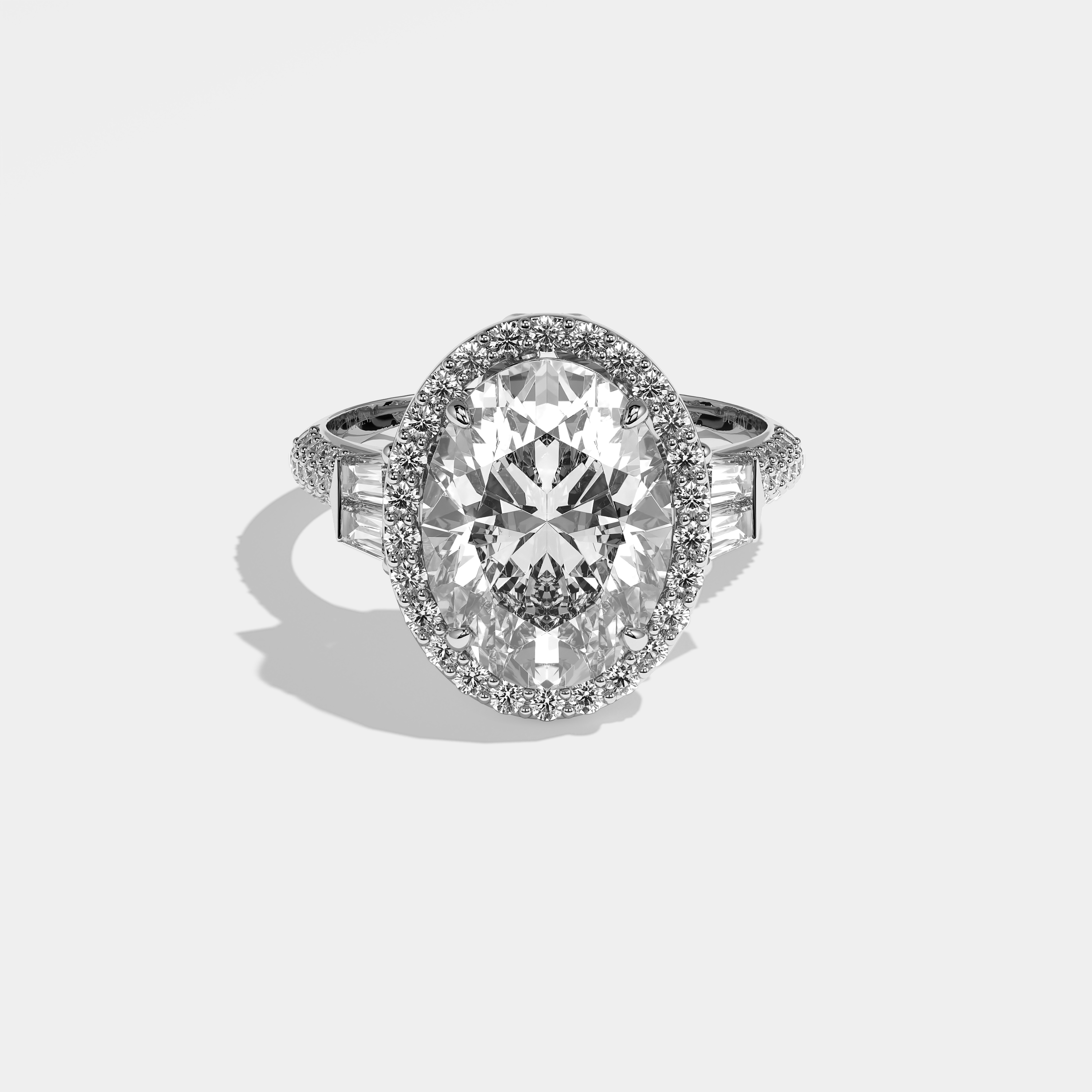 Emma Diamond Oval Halo Engagement Ring 18K White Gold 9.50ct