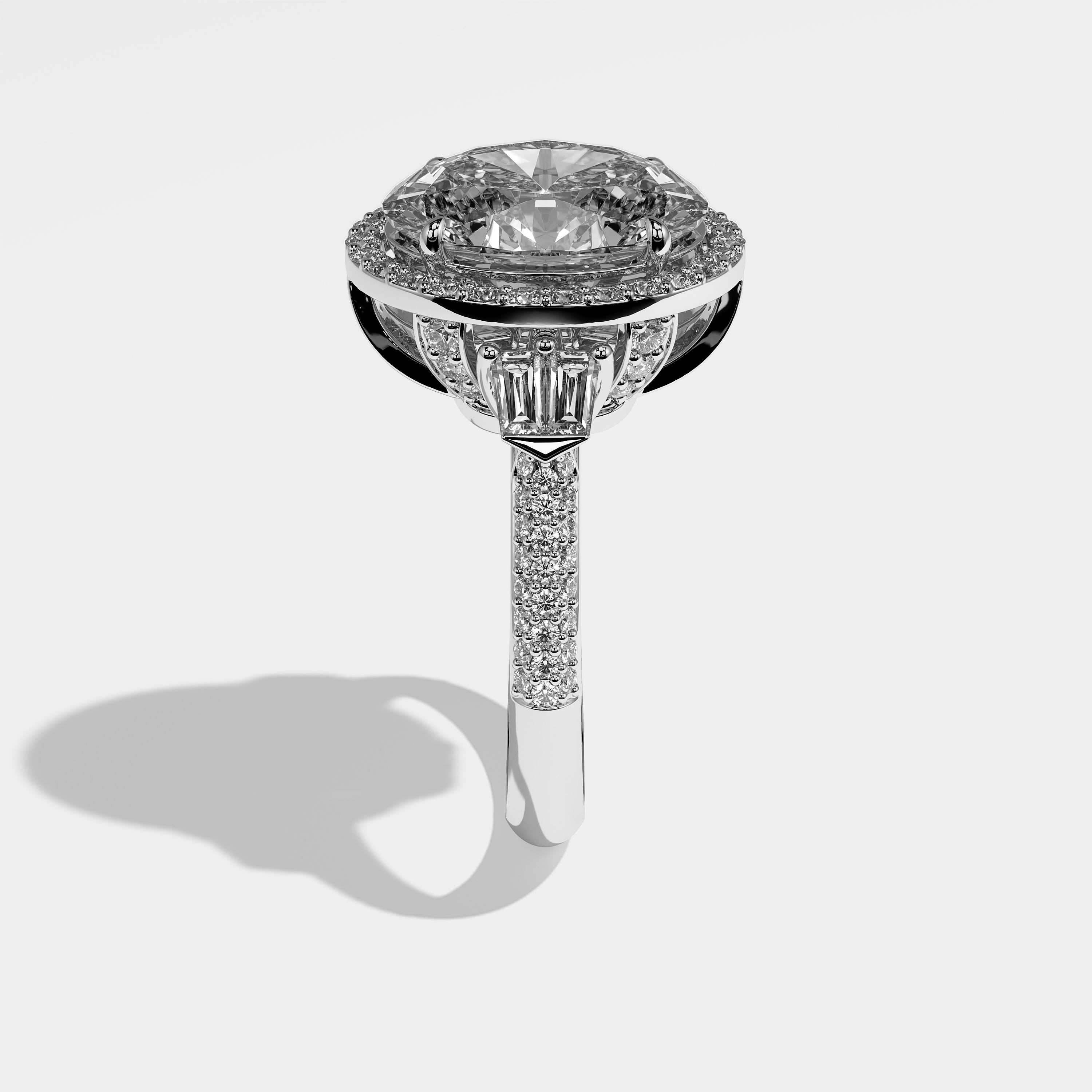 Emma Diamond Oval Halo Engagement Ring 18K White Gold 9.50ct