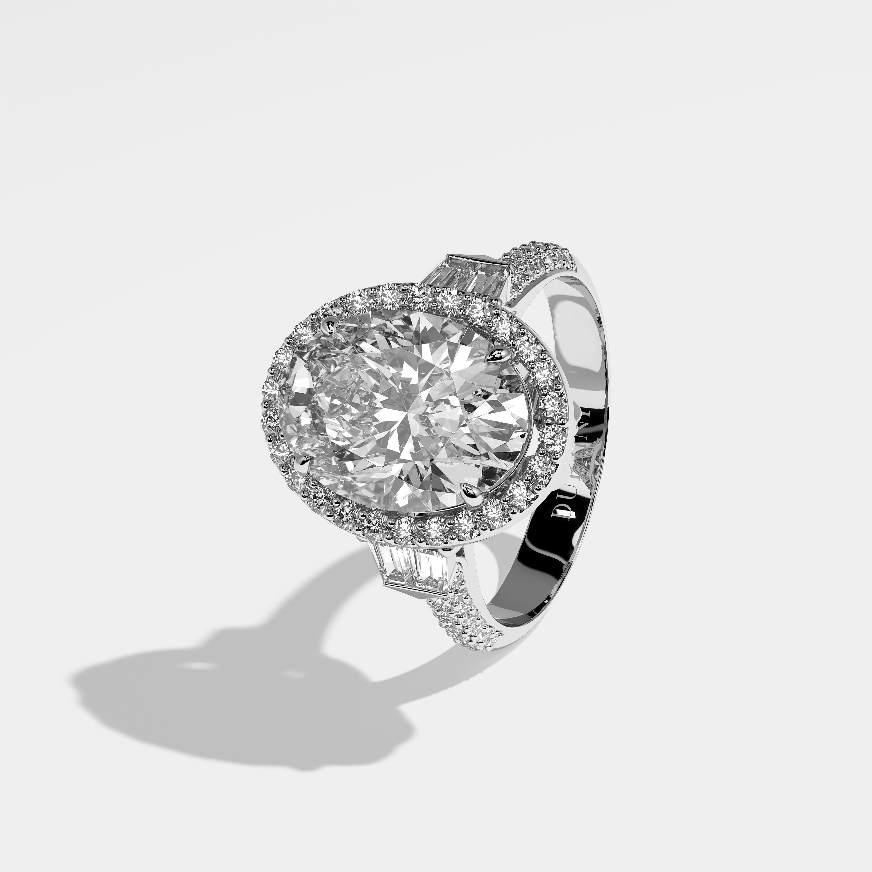 Emma Diamond Oval Halo Engagement Ring 18K White Gold 9.50ct