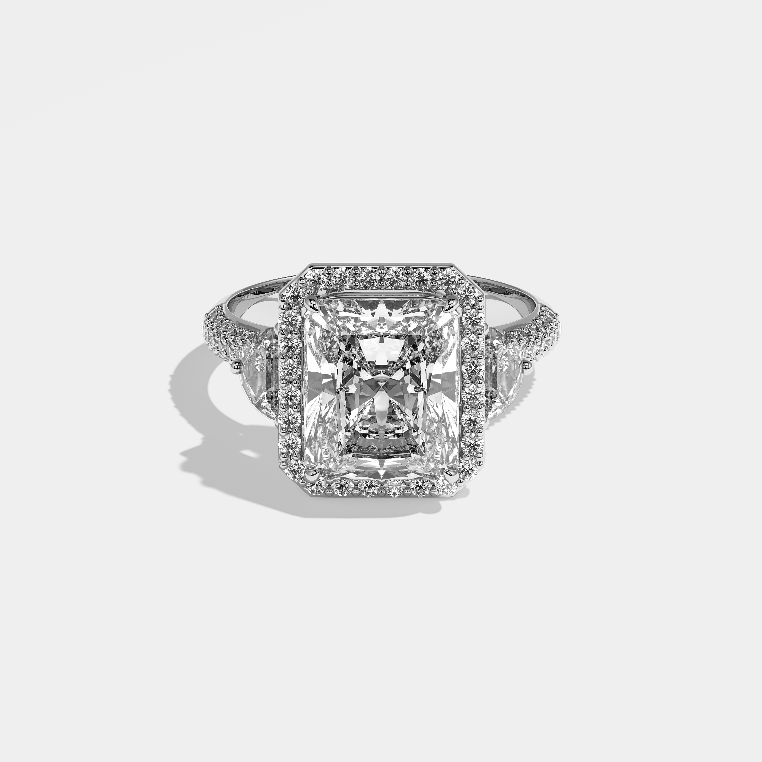 Meredith Diamond Radiant Halo Engagement Ring 18K White Gold 9.00ct