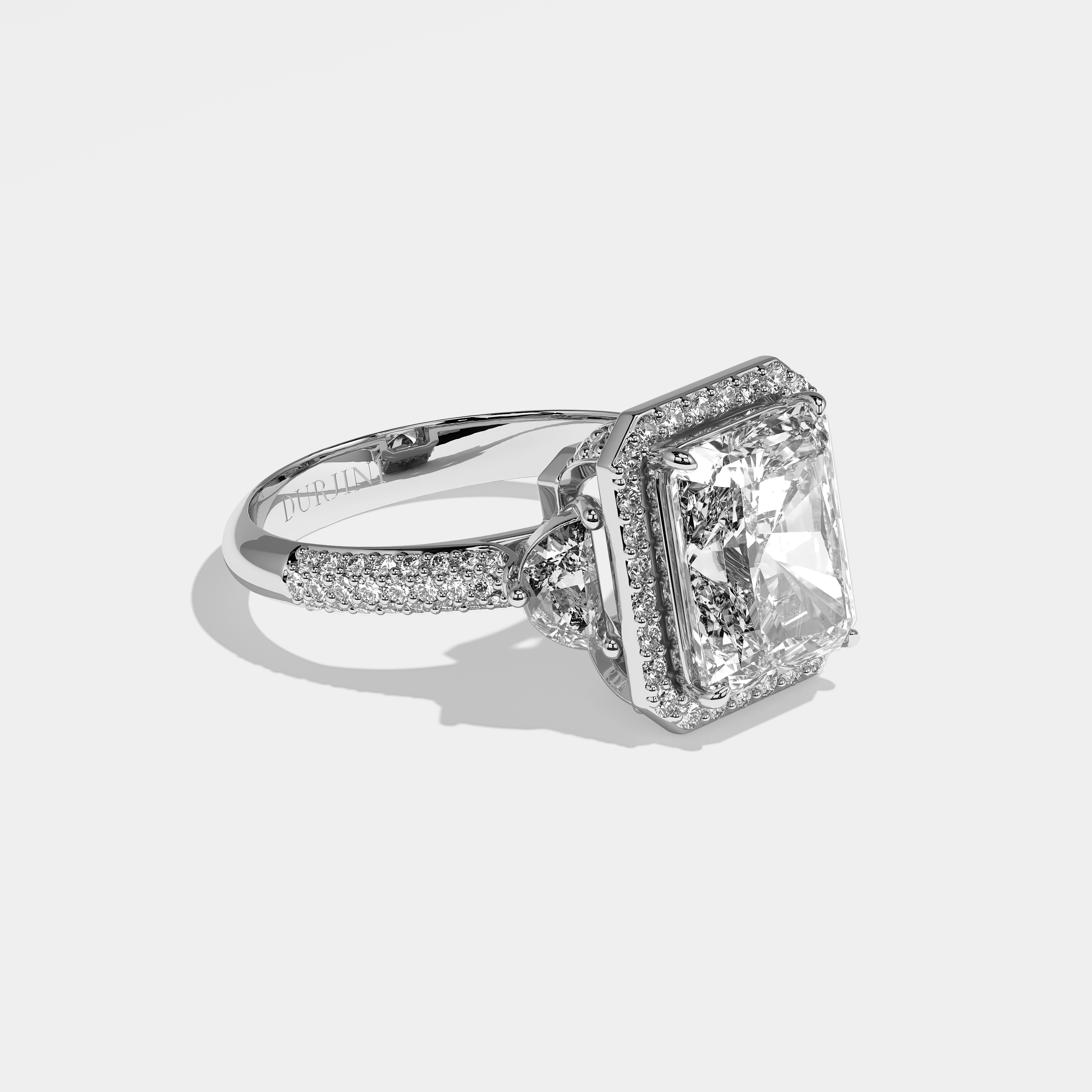 Meredith Diamond Radiant Halo Engagement Ring 18K White Gold 9.00ct