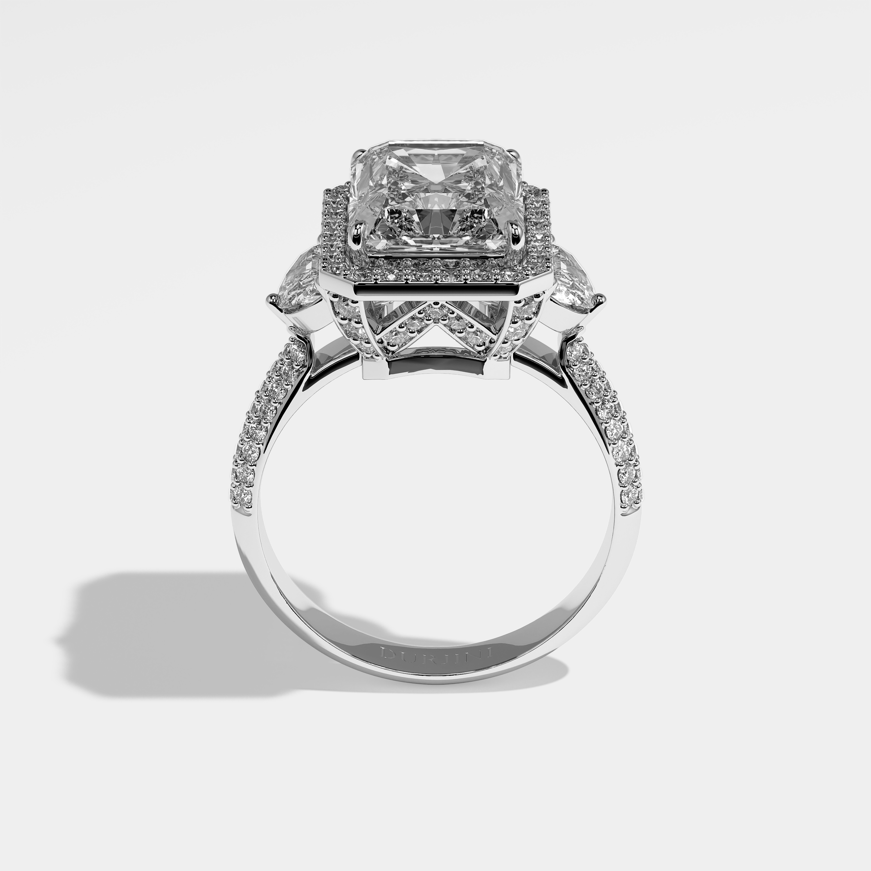 Meredith Diamond Radiant Halo Engagement Ring 18K White Gold 9.00ct