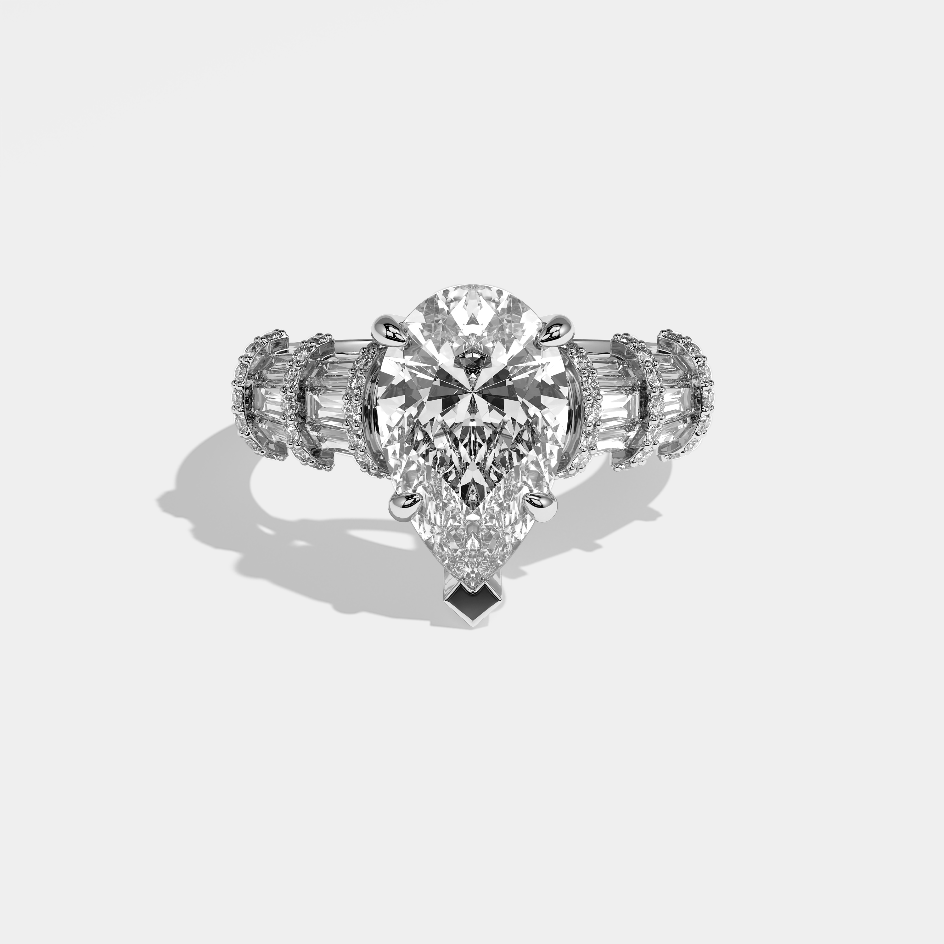 Marybeth Diamond Pear Engagement Ring 18K White Gold 9.00ct