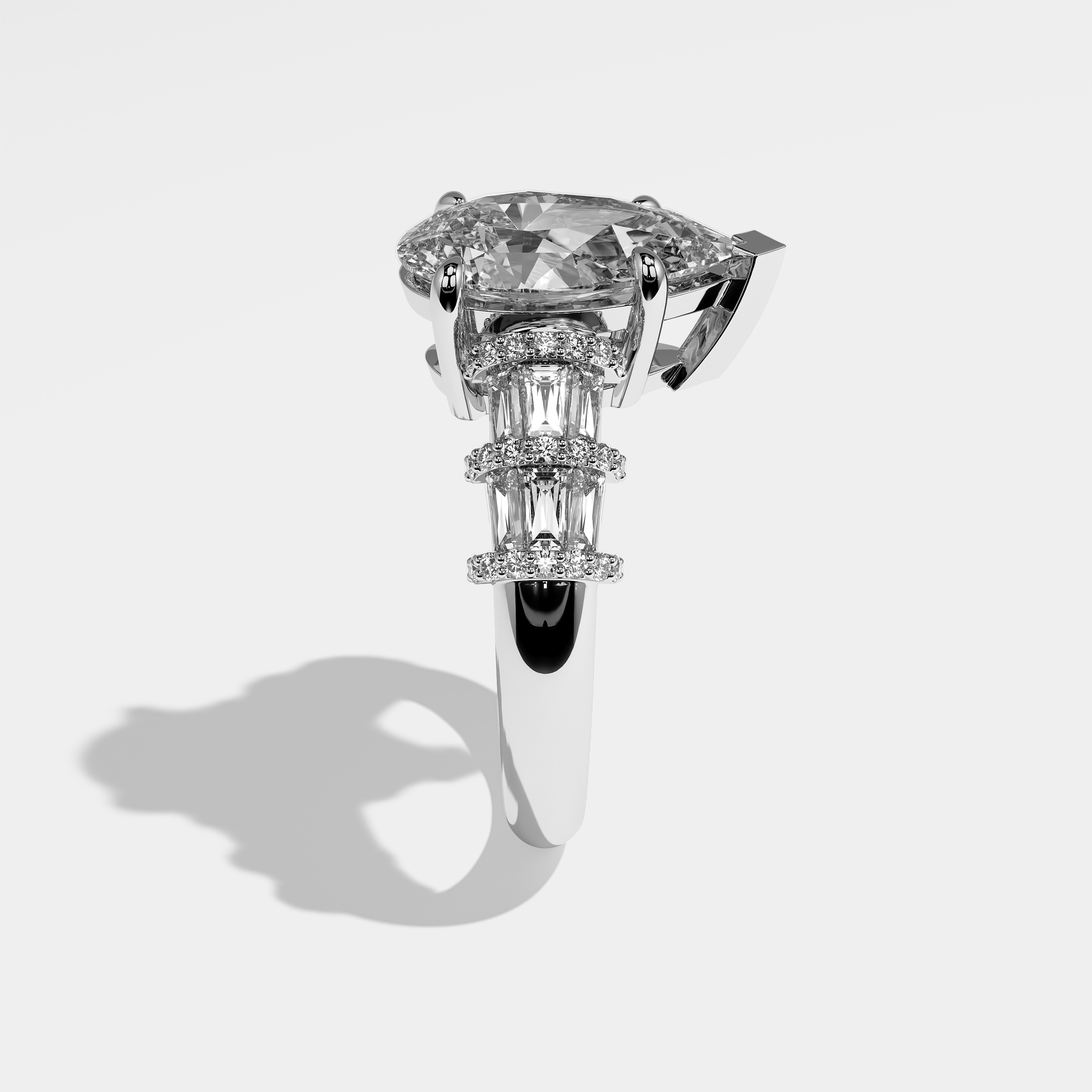 Marybeth Diamond Pear Engagement Ring 18K White Gold 9.00ct