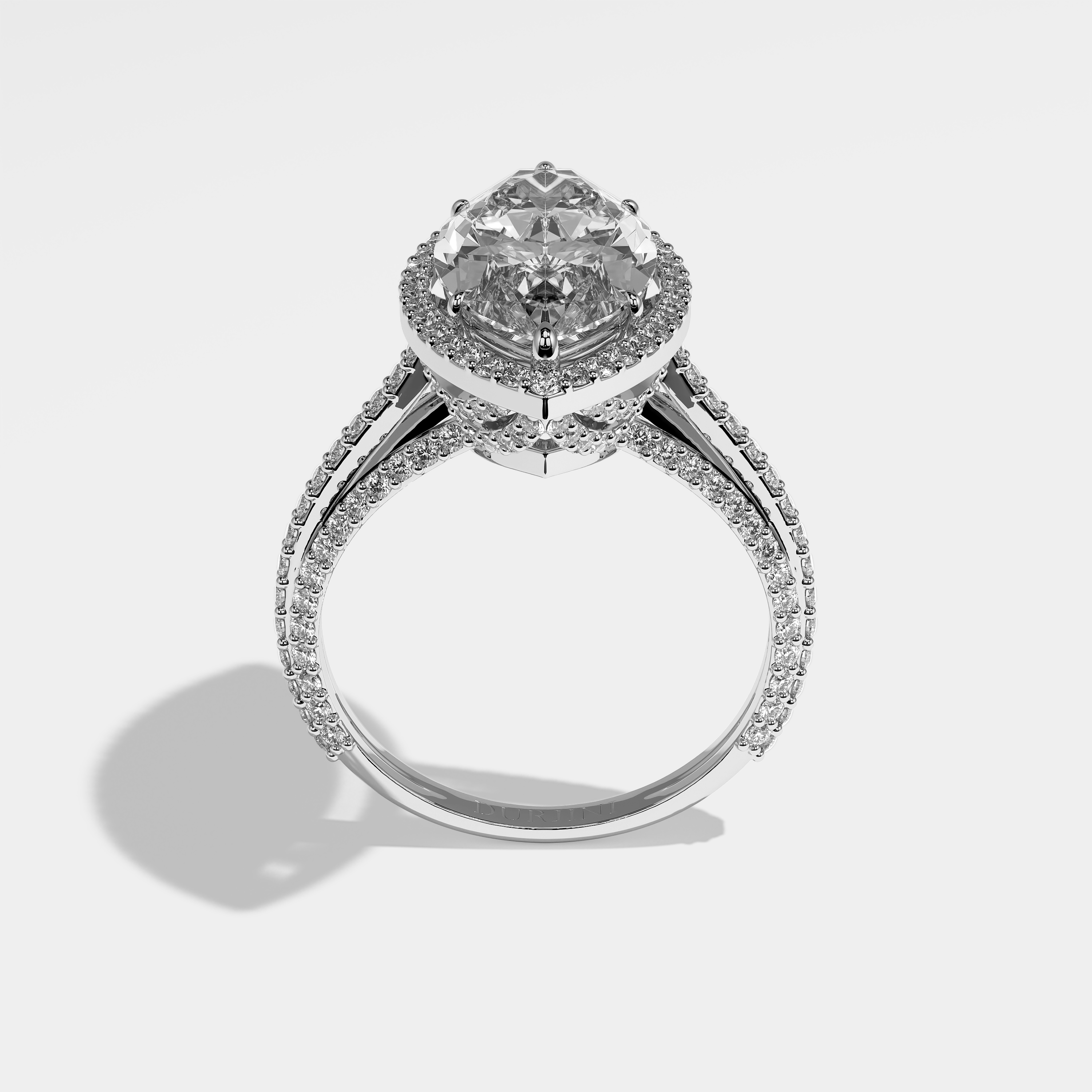 Gale Diamond Marquise Halo Engagement Ring 18K White Gold 9.30ct