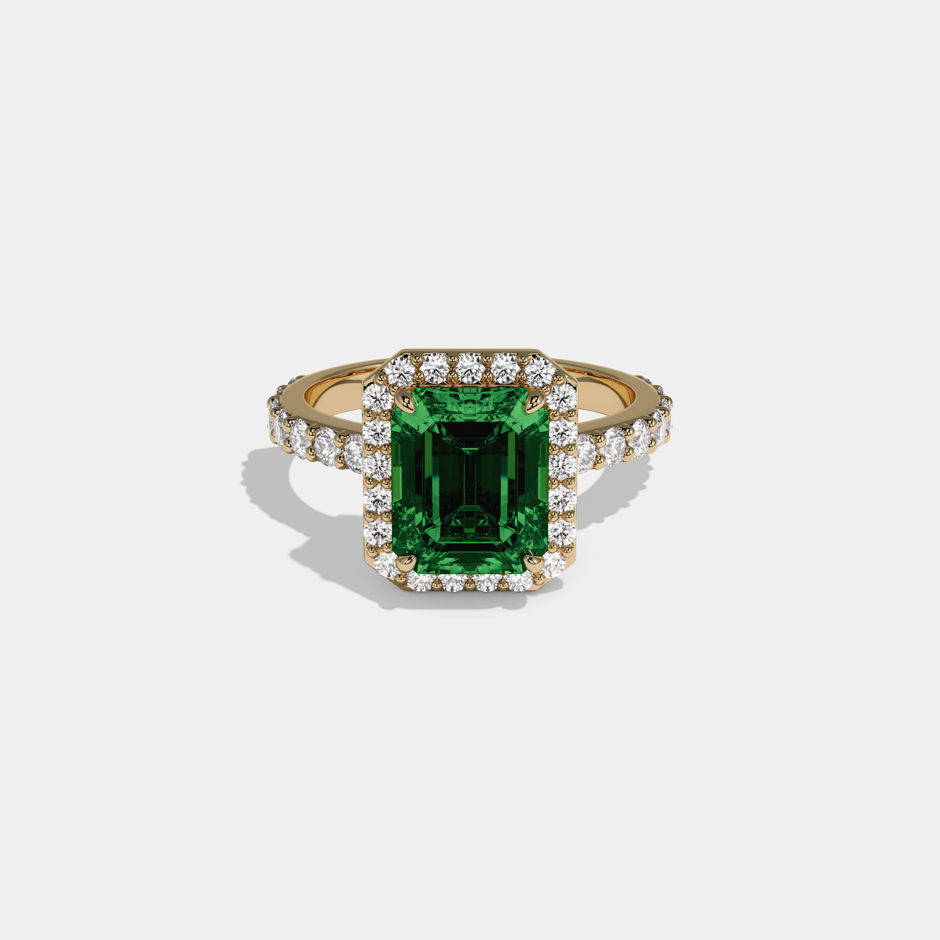 Winifred Fancy Dark Green Emerald Cut Diamond Band Engagement Ring 6ct 18K Yellow Gold