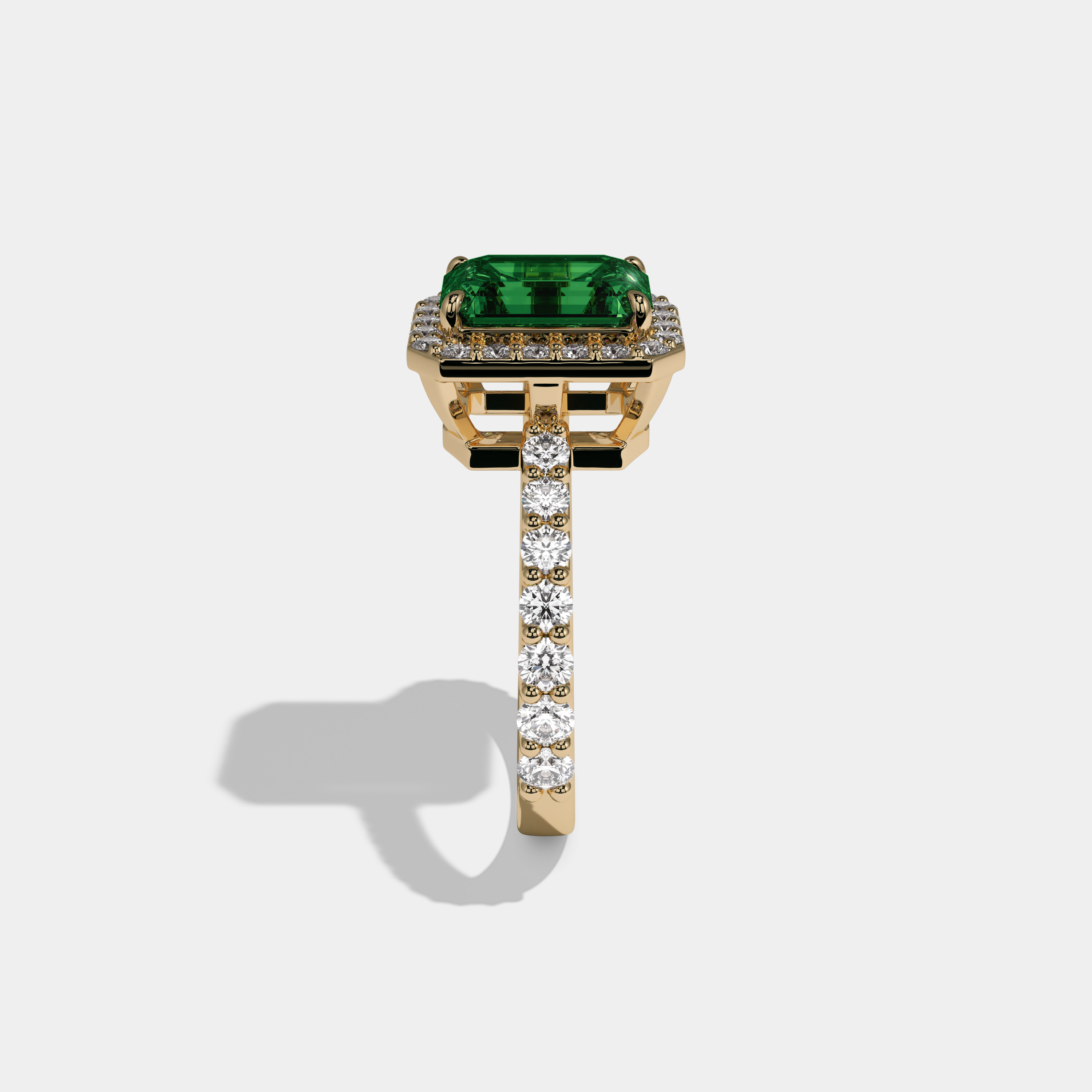 Winifred Fancy Dark Green Emerald Cut Diamond Band Engagement Ring 6ct 18K Yellow Gold