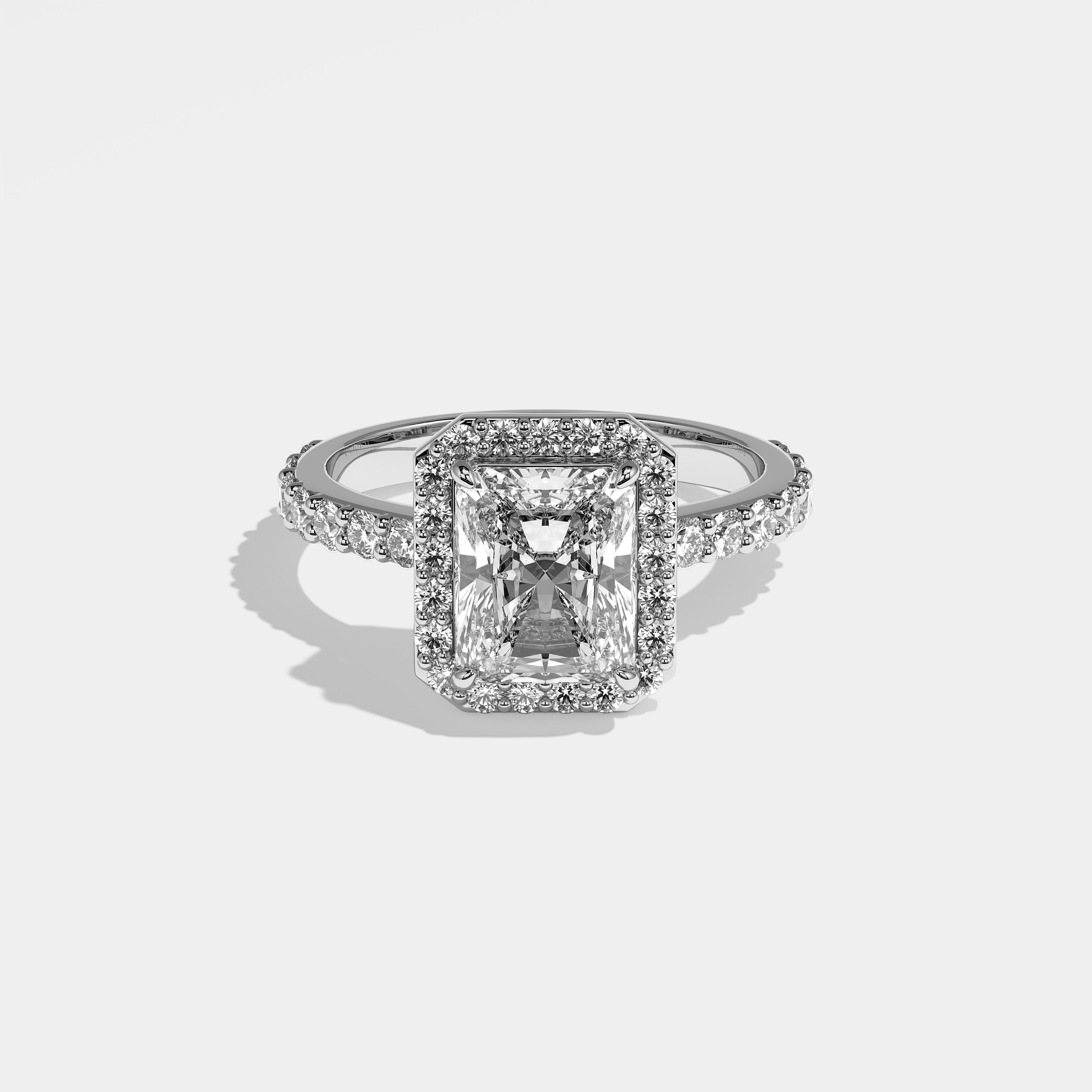 Nicola Diamond Halo Engagement Ring 18K White Gold 4.30ct