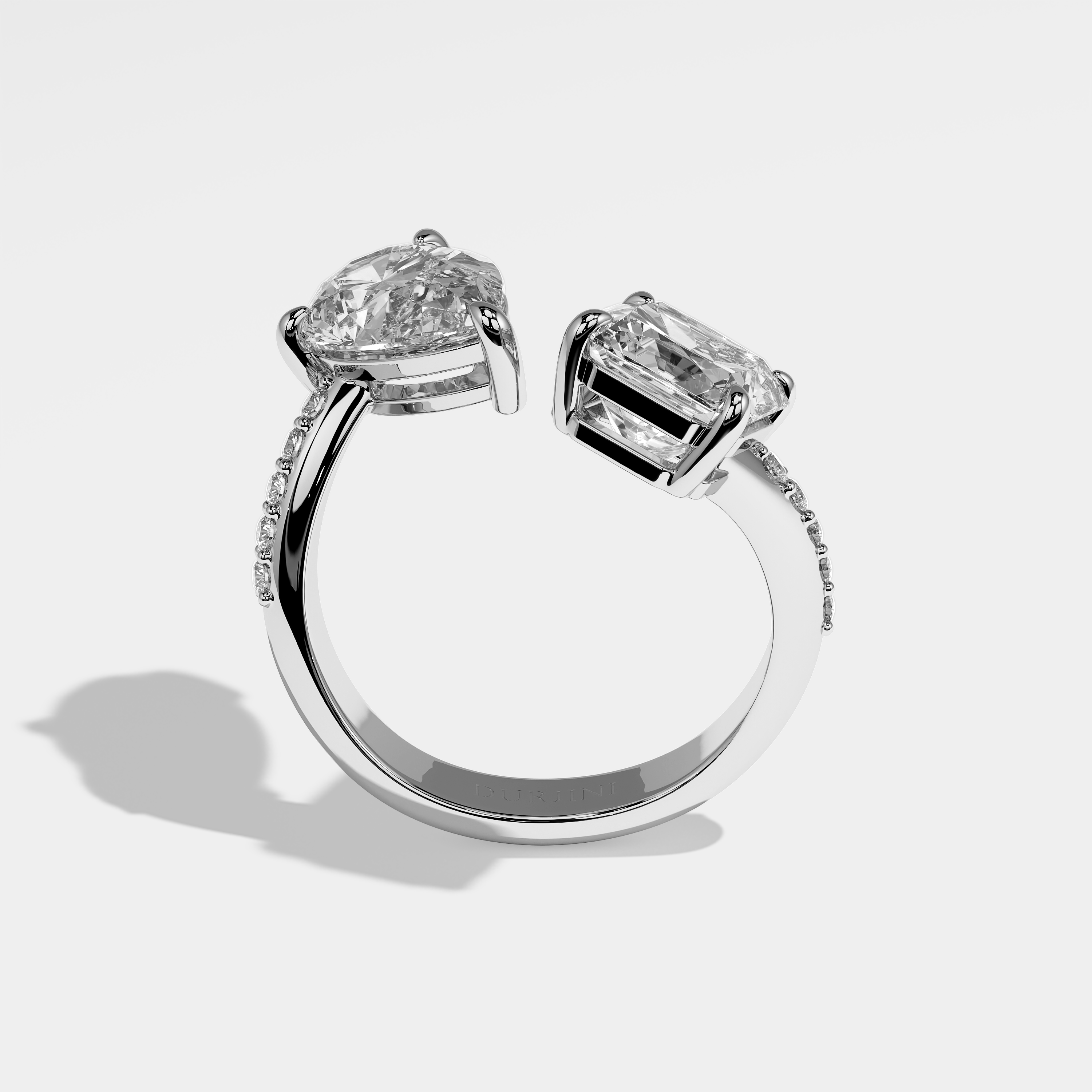 Hali Diamond Princess And Pear Engagement Ring 18K White Gold 9.00ct