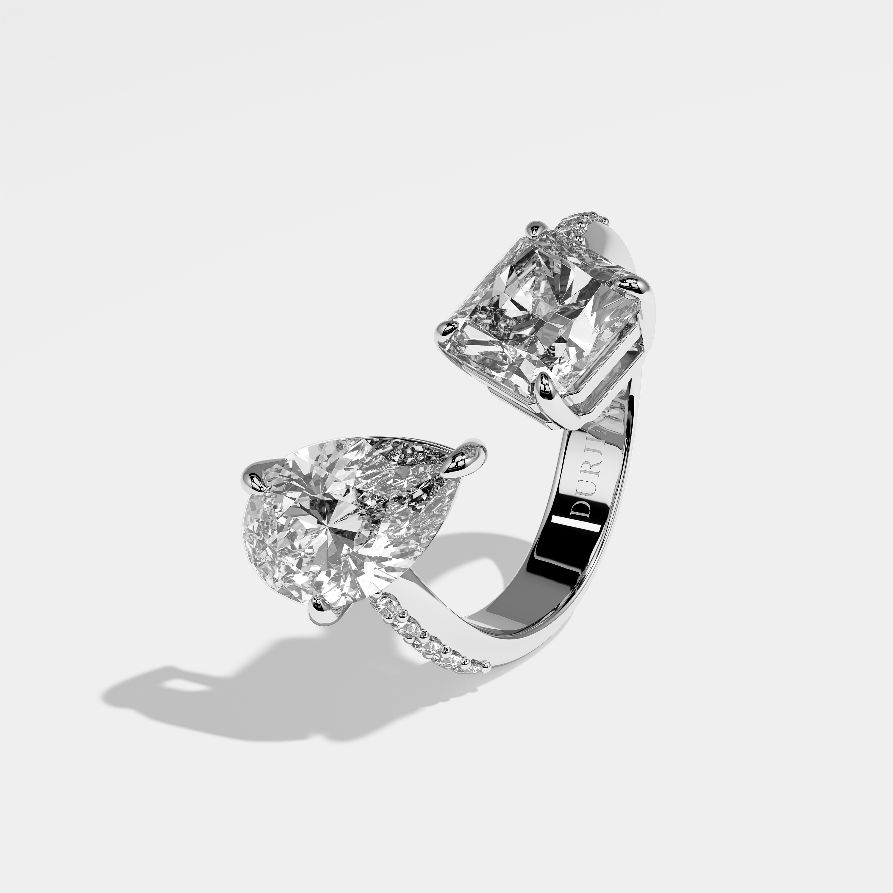 Hali Diamond Princess And Pear Engagement Ring 18K White Gold 9.00ct