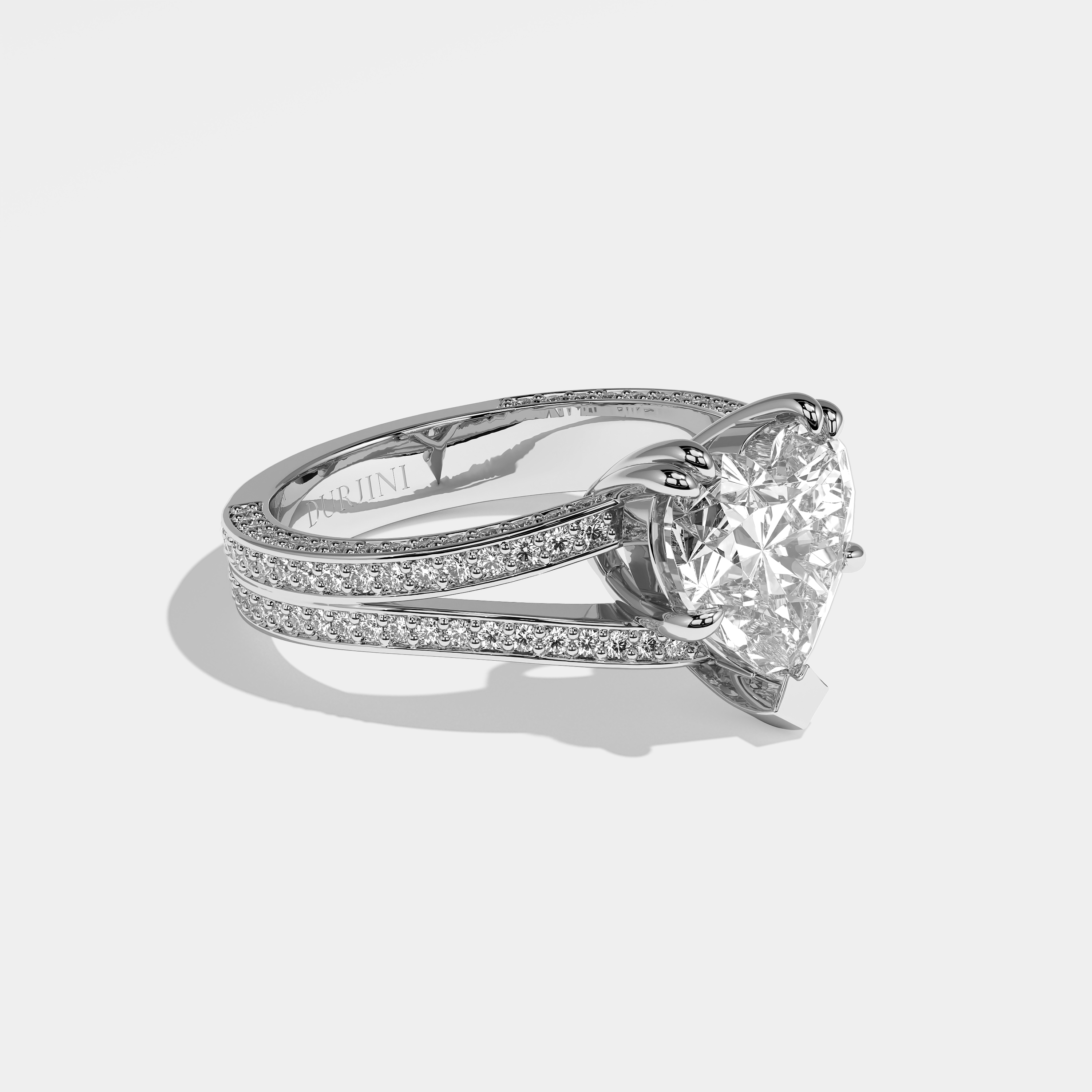 Bree heart diamond engagement ring in 18K white gold by Kurbãni Durjini, right view