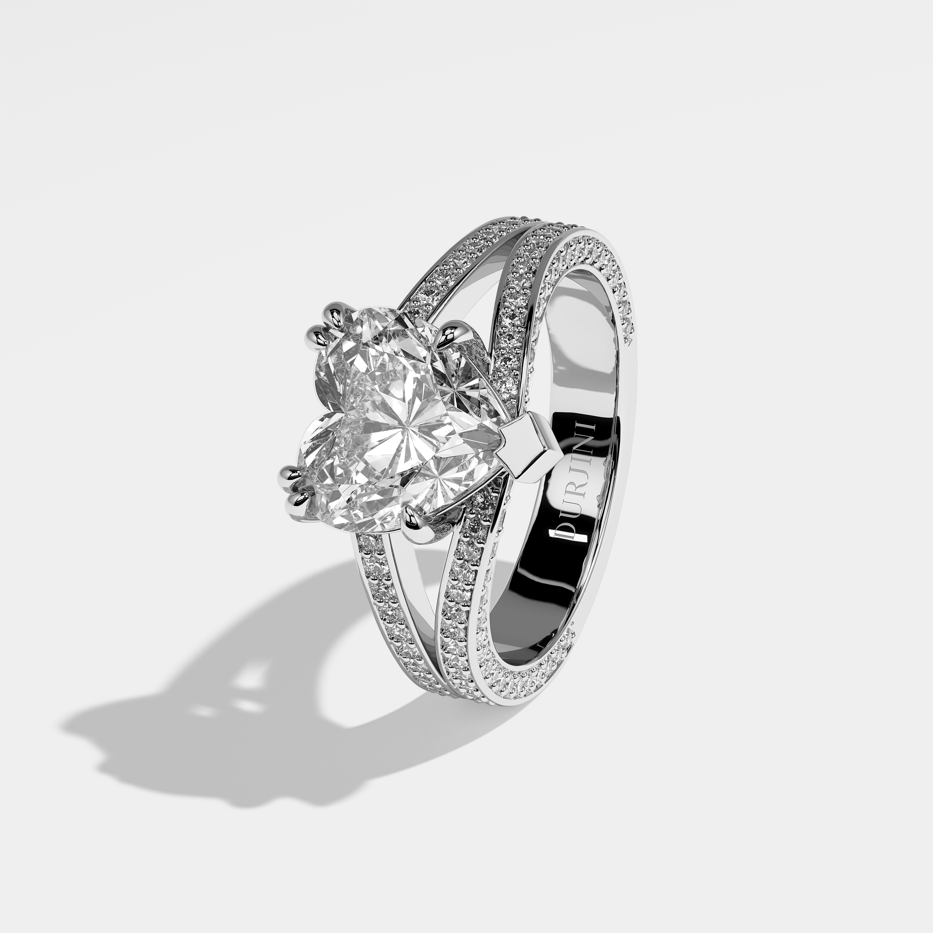 Bree heart diamond engagement ring in 18K white gold by Kurbãni Durjini, left view