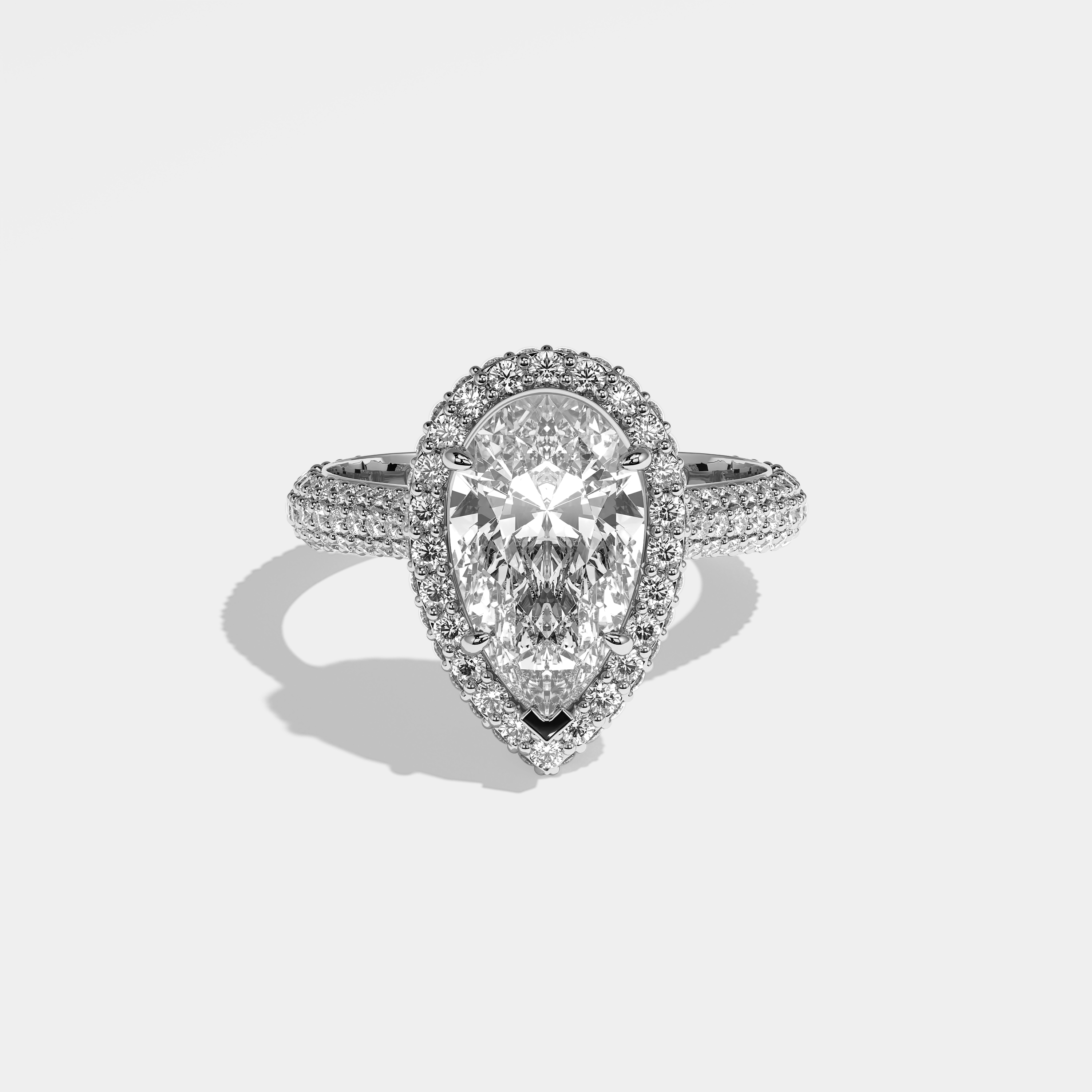 Tess Diamond Pear Halo Engagement Ring 18K White Gold 9.00ct
