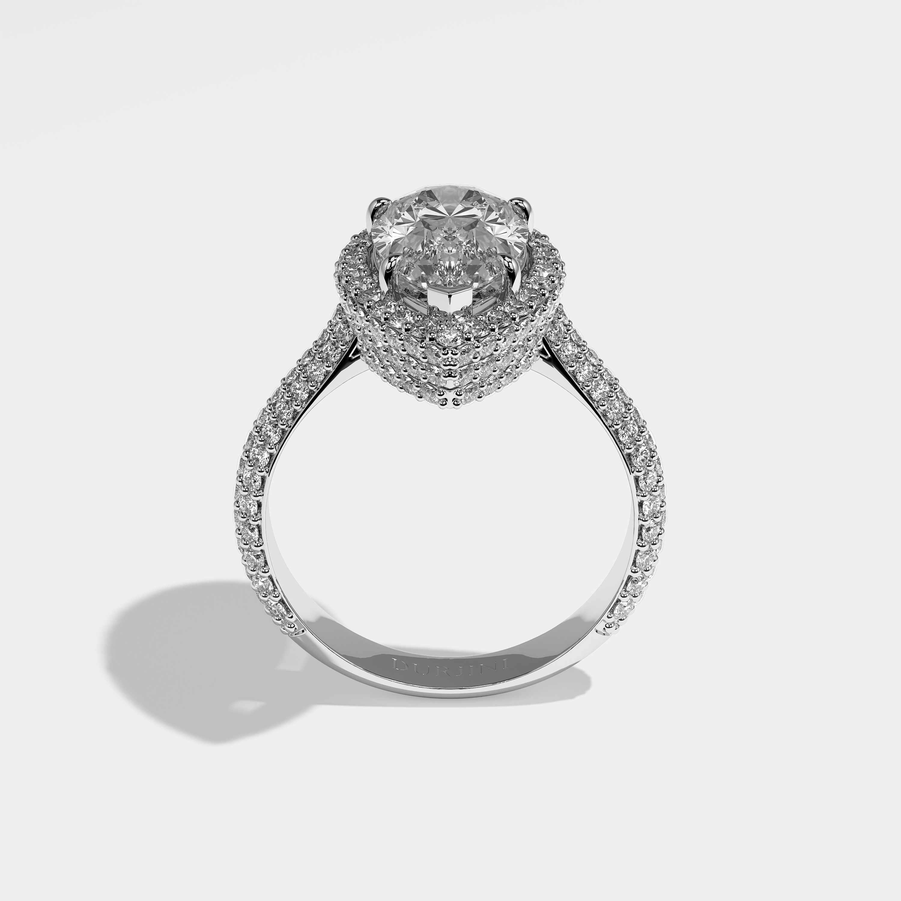 Tess Diamond Pear Halo Engagement Ring 18K White Gold 9.00ct