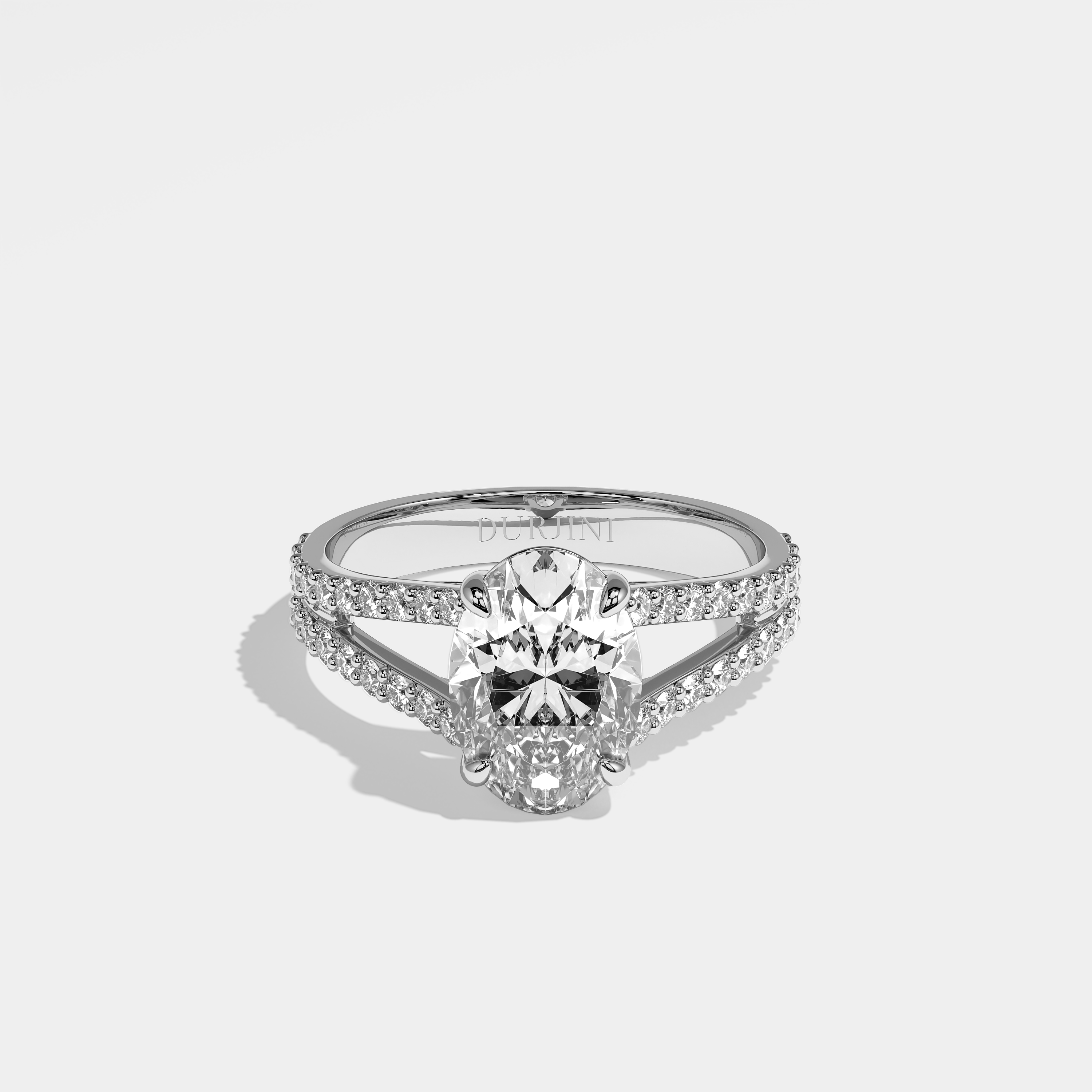 Raven Diamond Oval Engagement Ring 18K White Gold 4.50ct