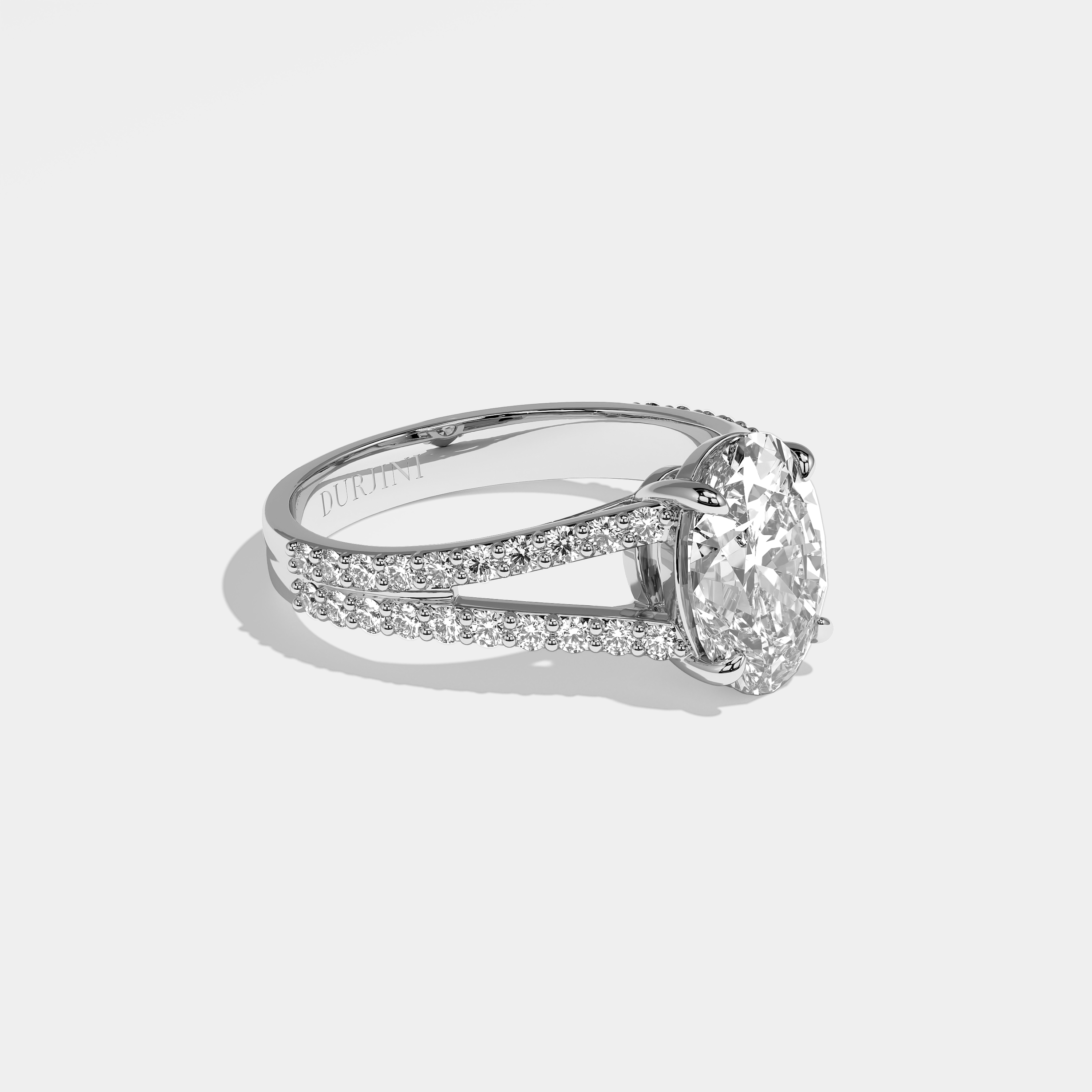 Raven oval diamond engagement ring in 18K white gold by Kurbãni Durjini, right view