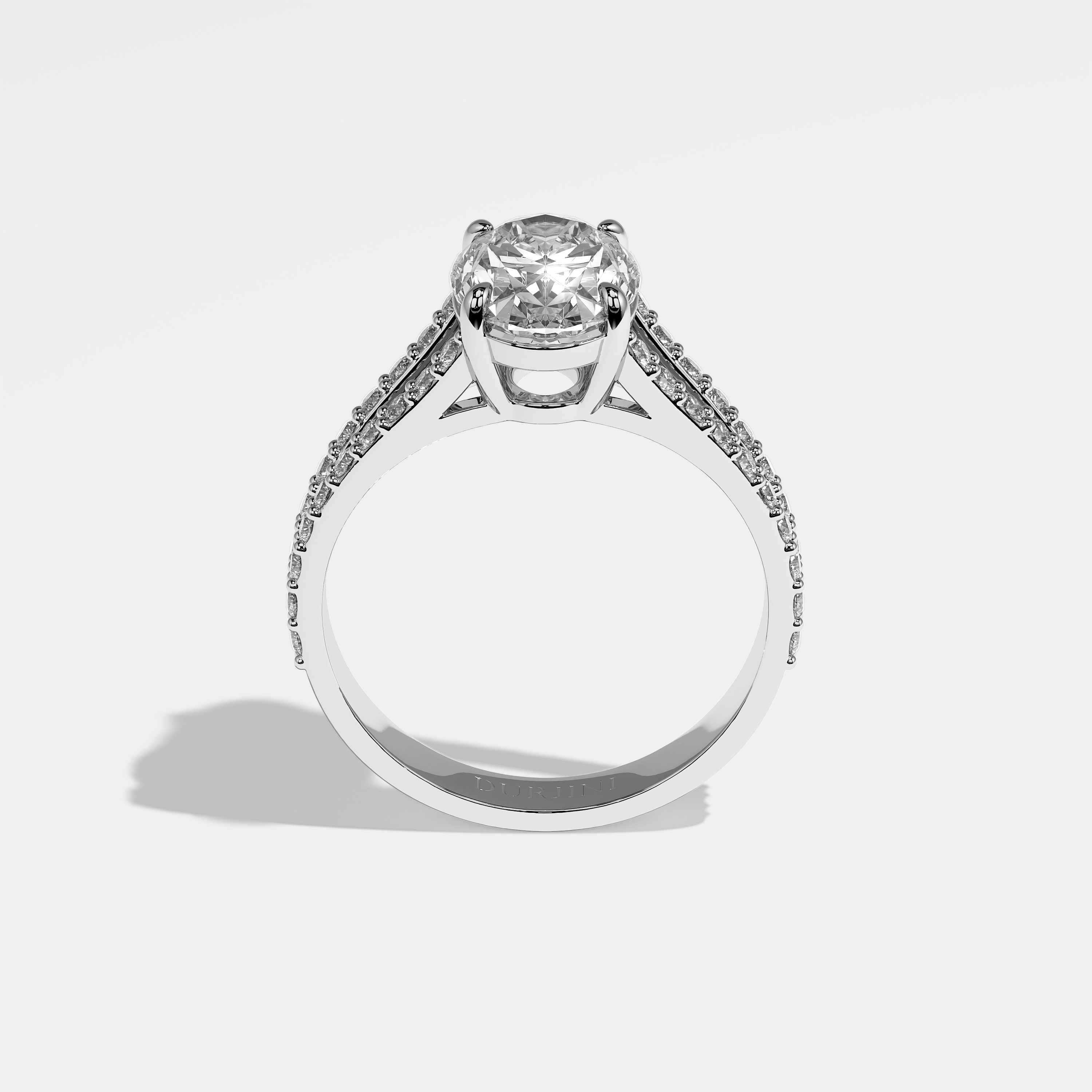 Raven Diamond Oval Engagement Ring 18K White Gold 4.50ct