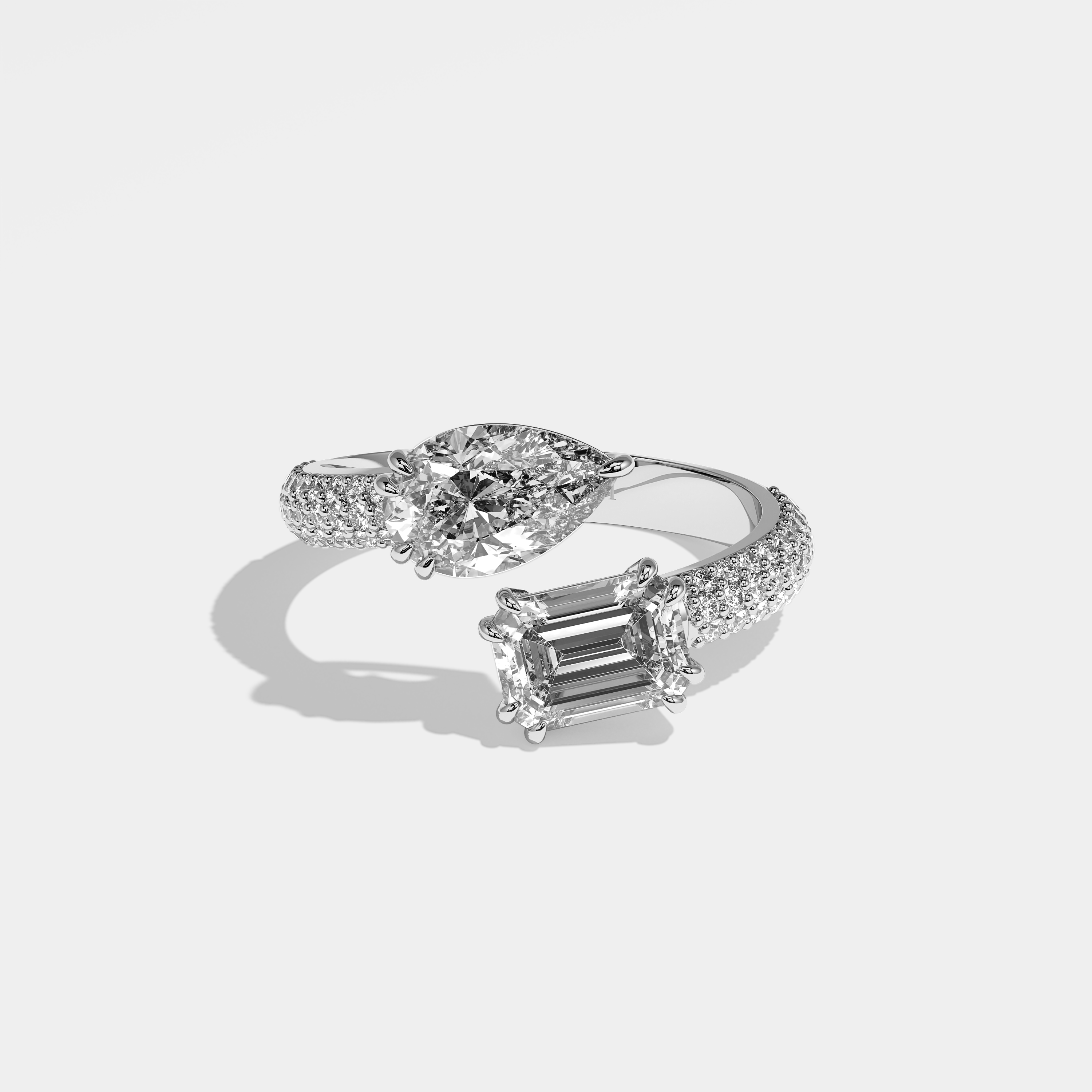 Heir Diamond Pear Engagement Ring 18K White Gold 8.00ct