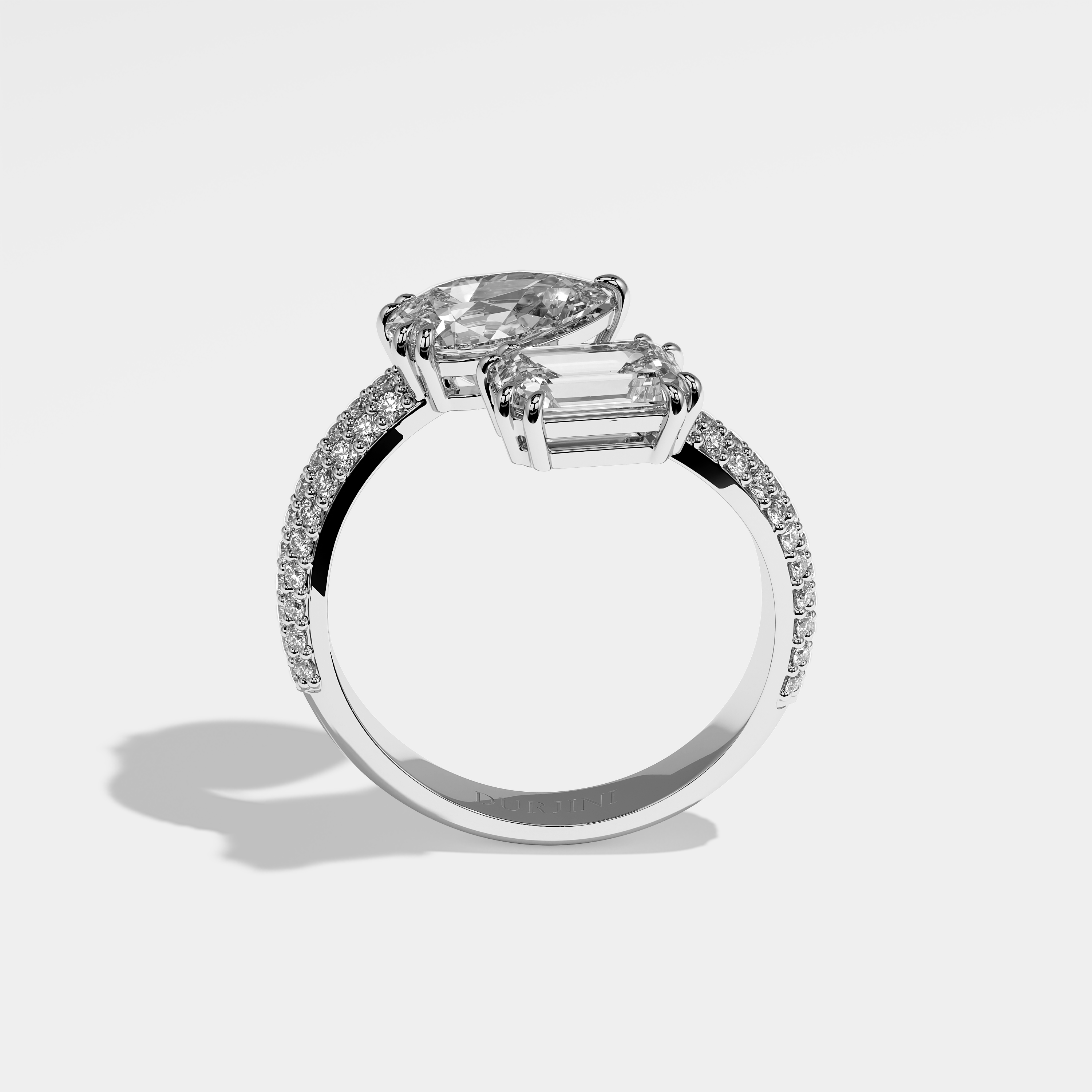 Heir Diamond Pear Engagement Ring 18K White Gold 8.00ct