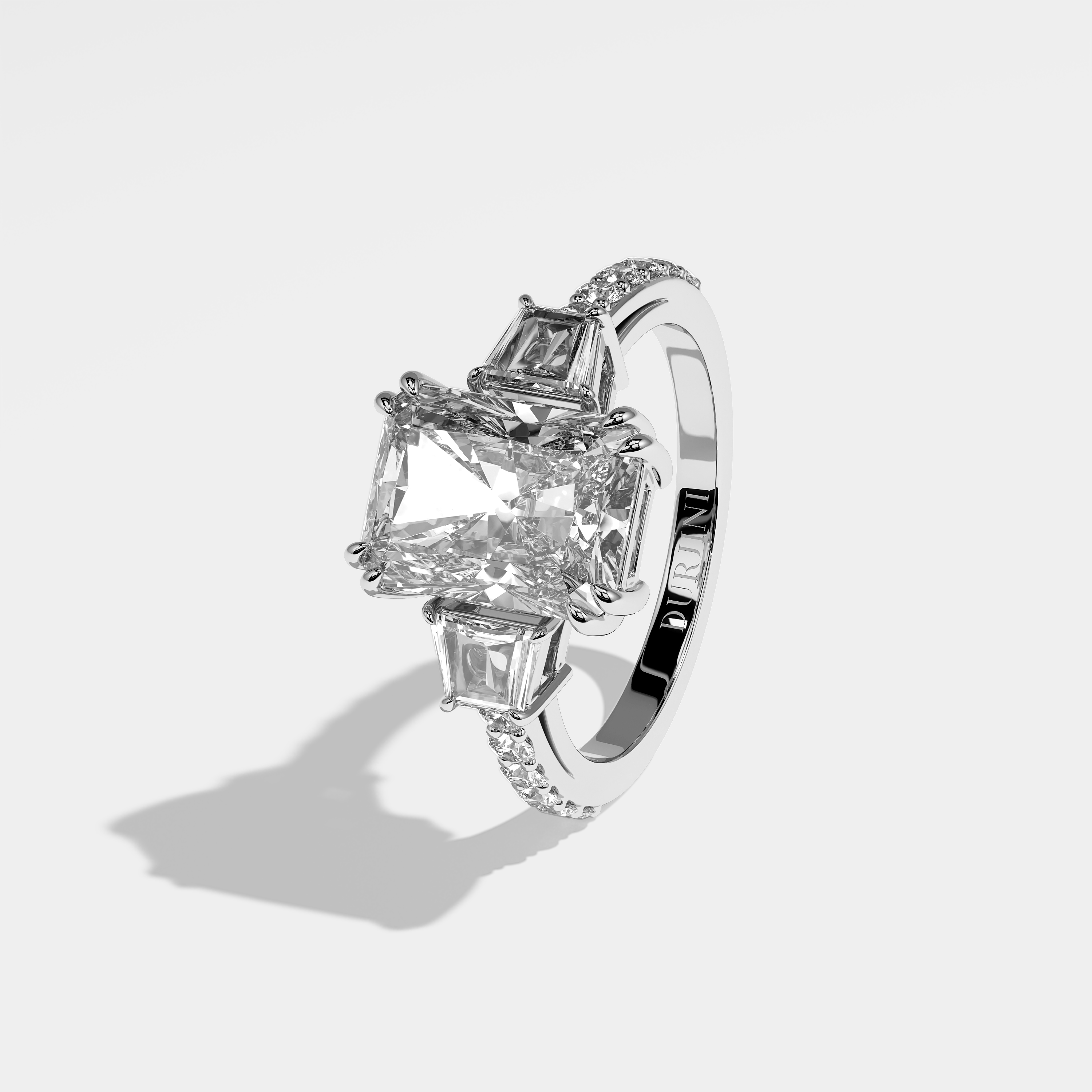 Aliza Diamond Radiant Halo Engagement Ring 18K White Gold 8.00ct