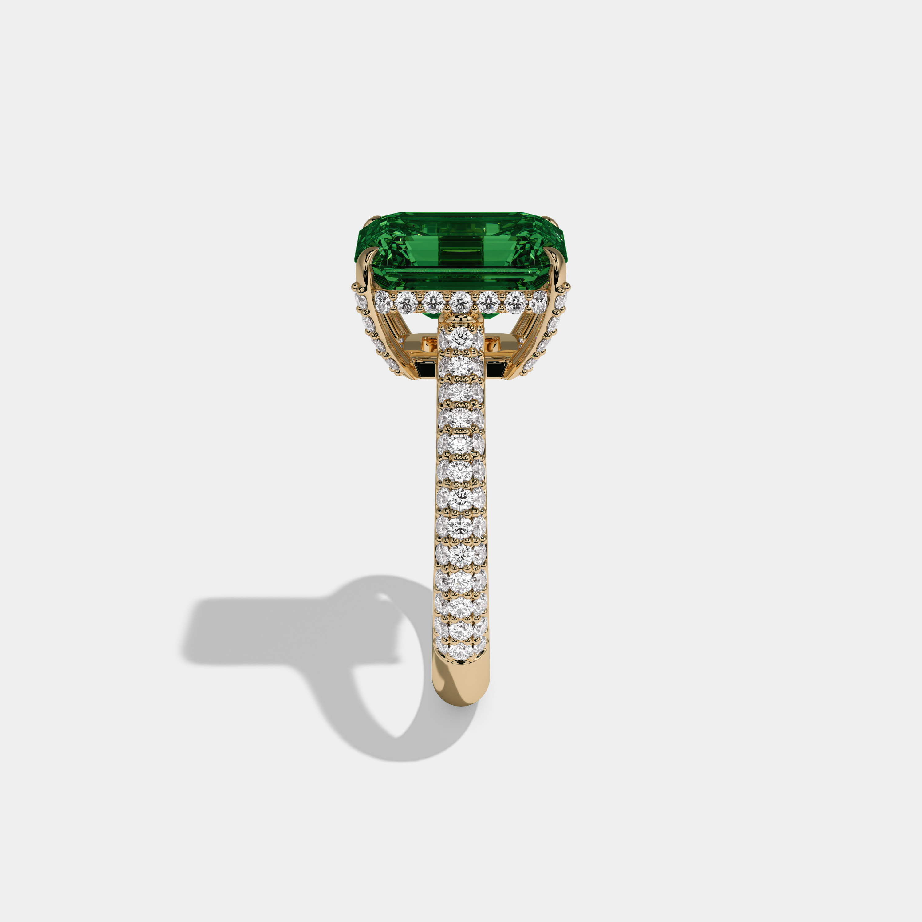 Adelaide Fancy Dark Green Emerald Cut Diamond Band Engagement Ring 6ct 18K Yellow Gold
