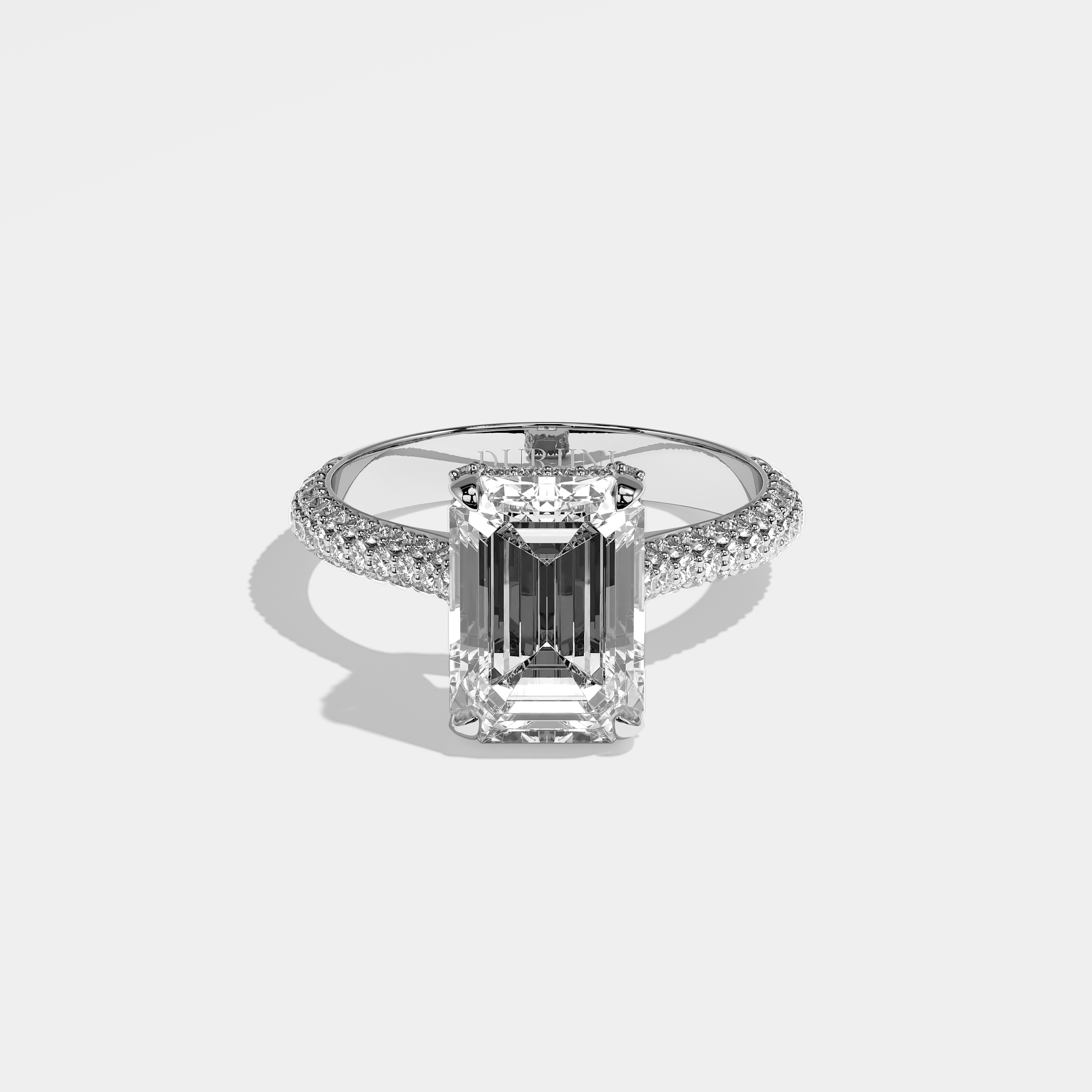 Jess Diamond Emerald Halo Engagement Ring 18K White Gold 5.00ct