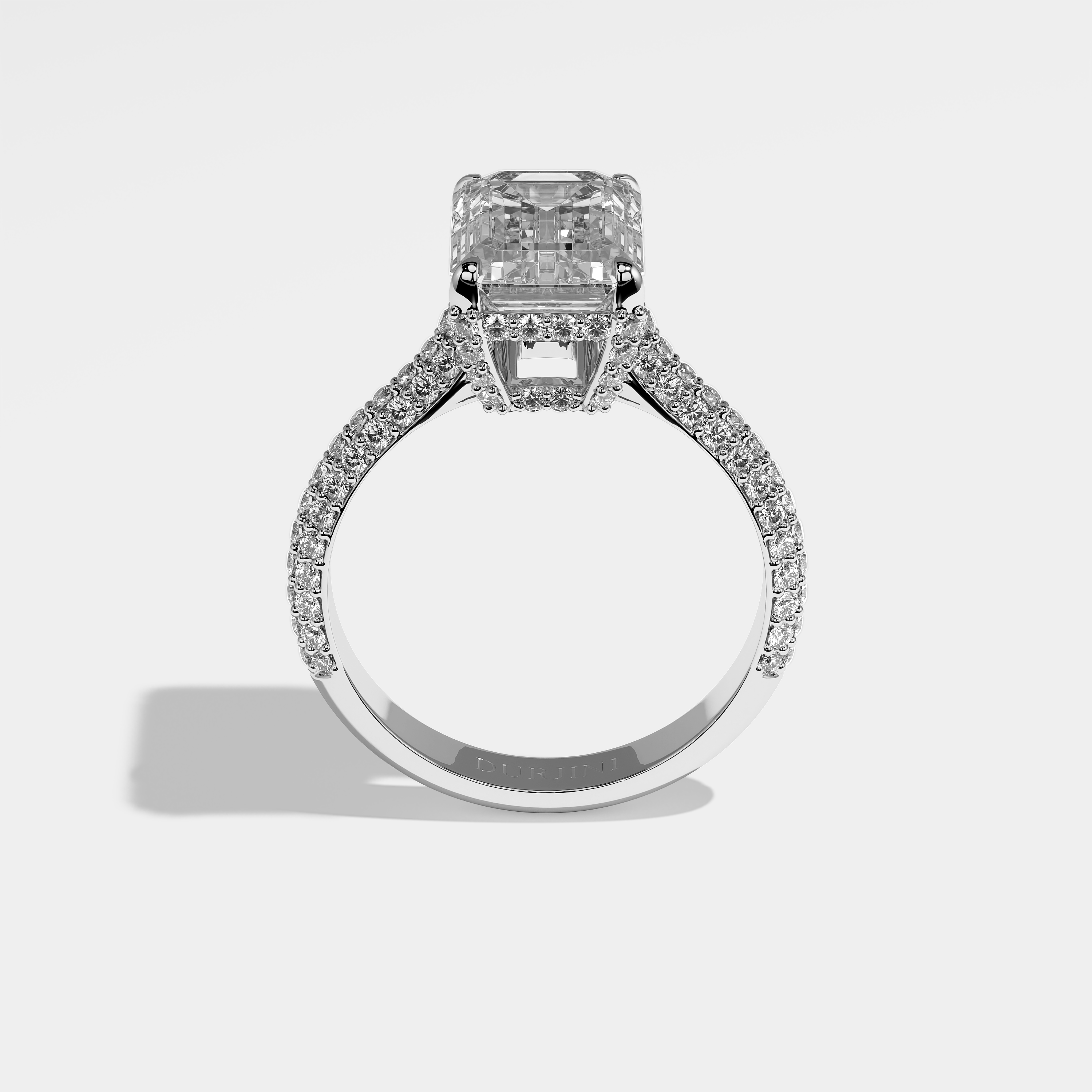 Jess Diamond Emerald Halo Engagement Ring 18K White Gold 5.00ct