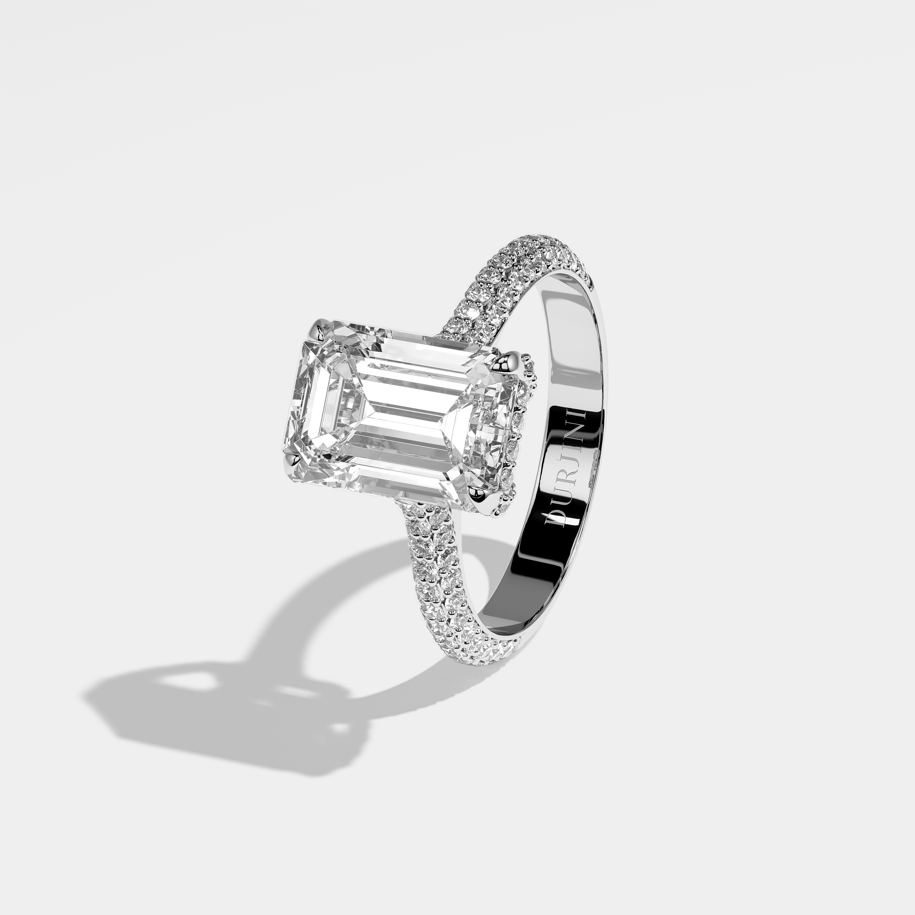 Jess Diamond Emerald Halo Engagement Ring 18K White Gold 5.00ct