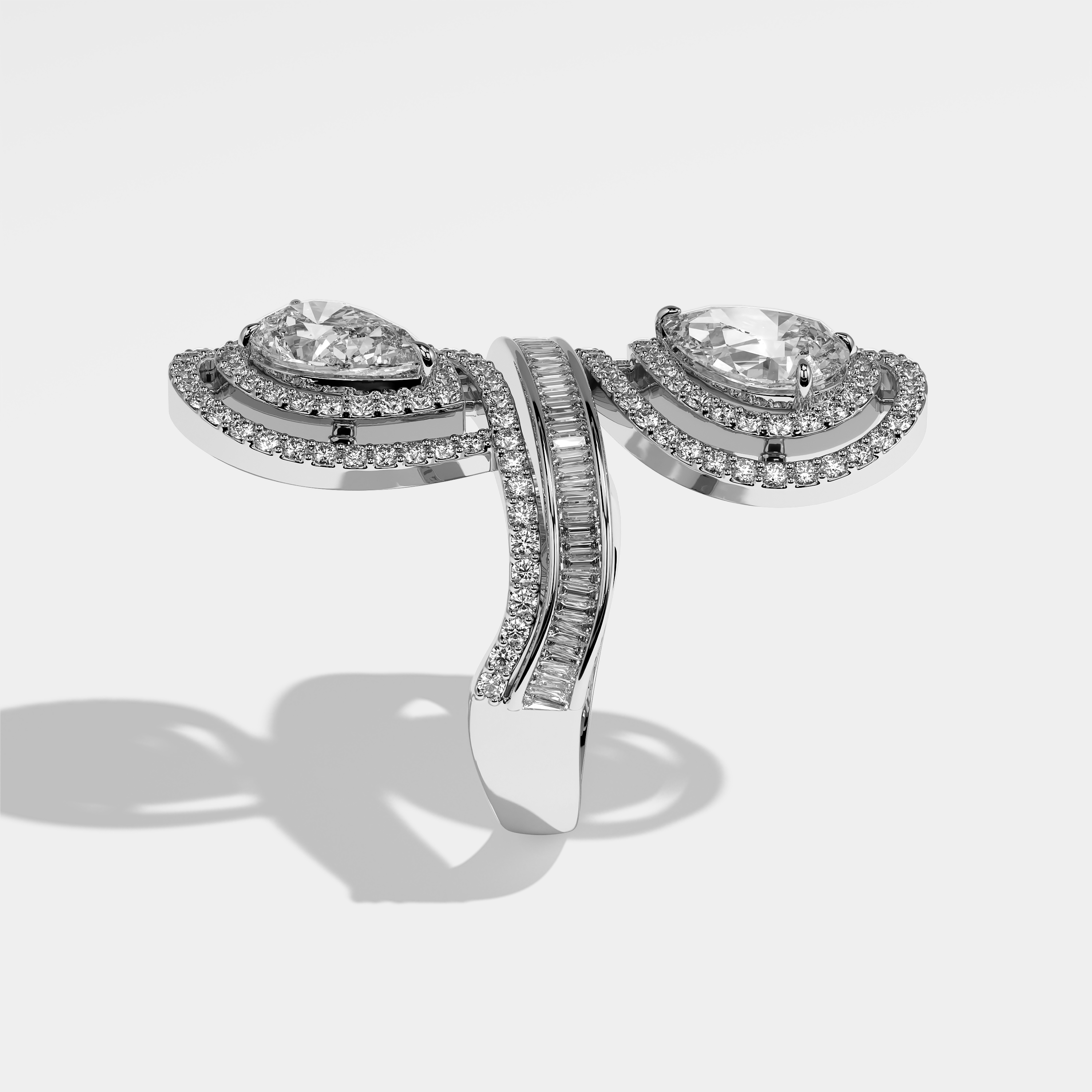 Etiquette Diamond Pear Halo Engagement Ring 18K White Gold 16.00ct