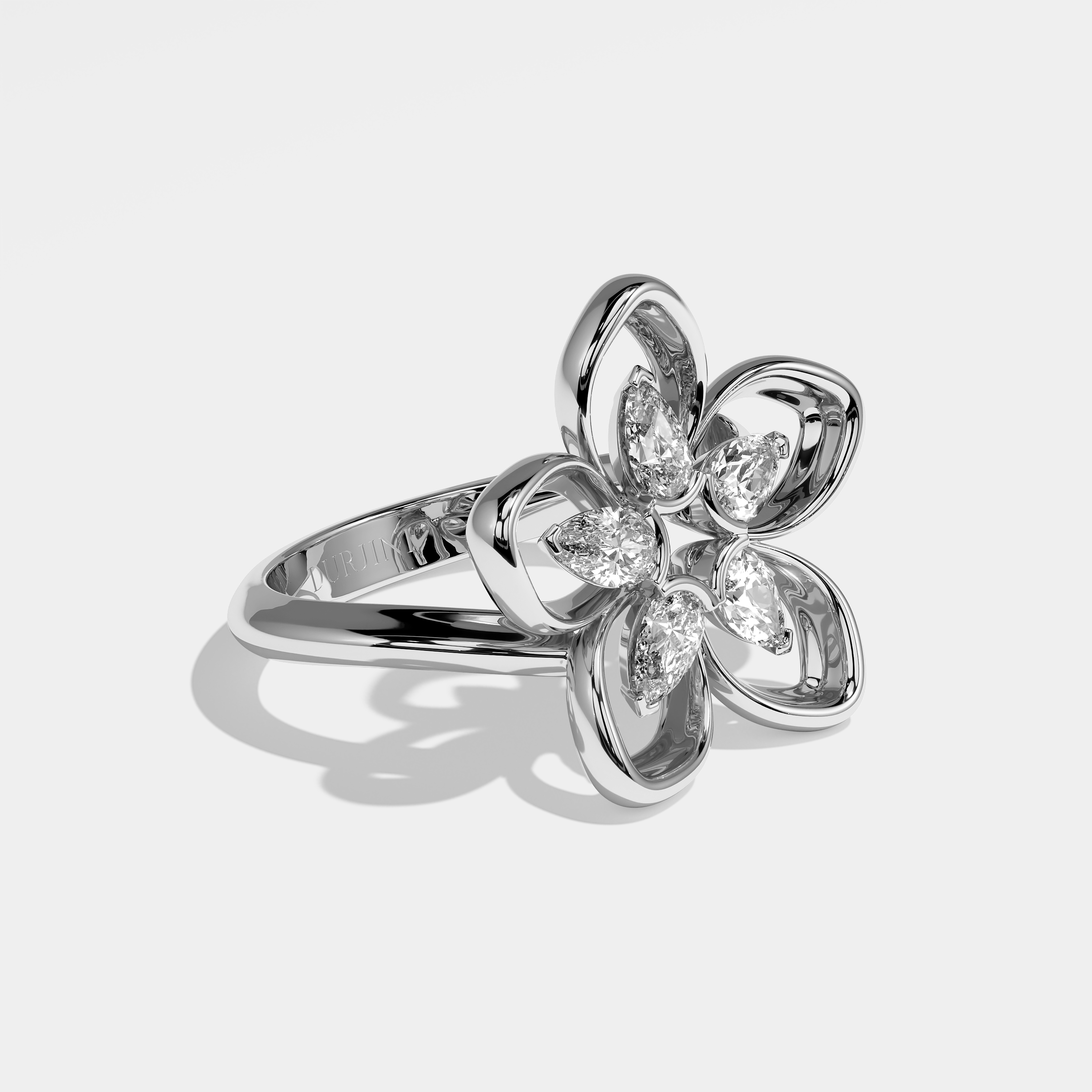Hail Diamond Pear Engagement Ring 18K White Gold 6.30ct
