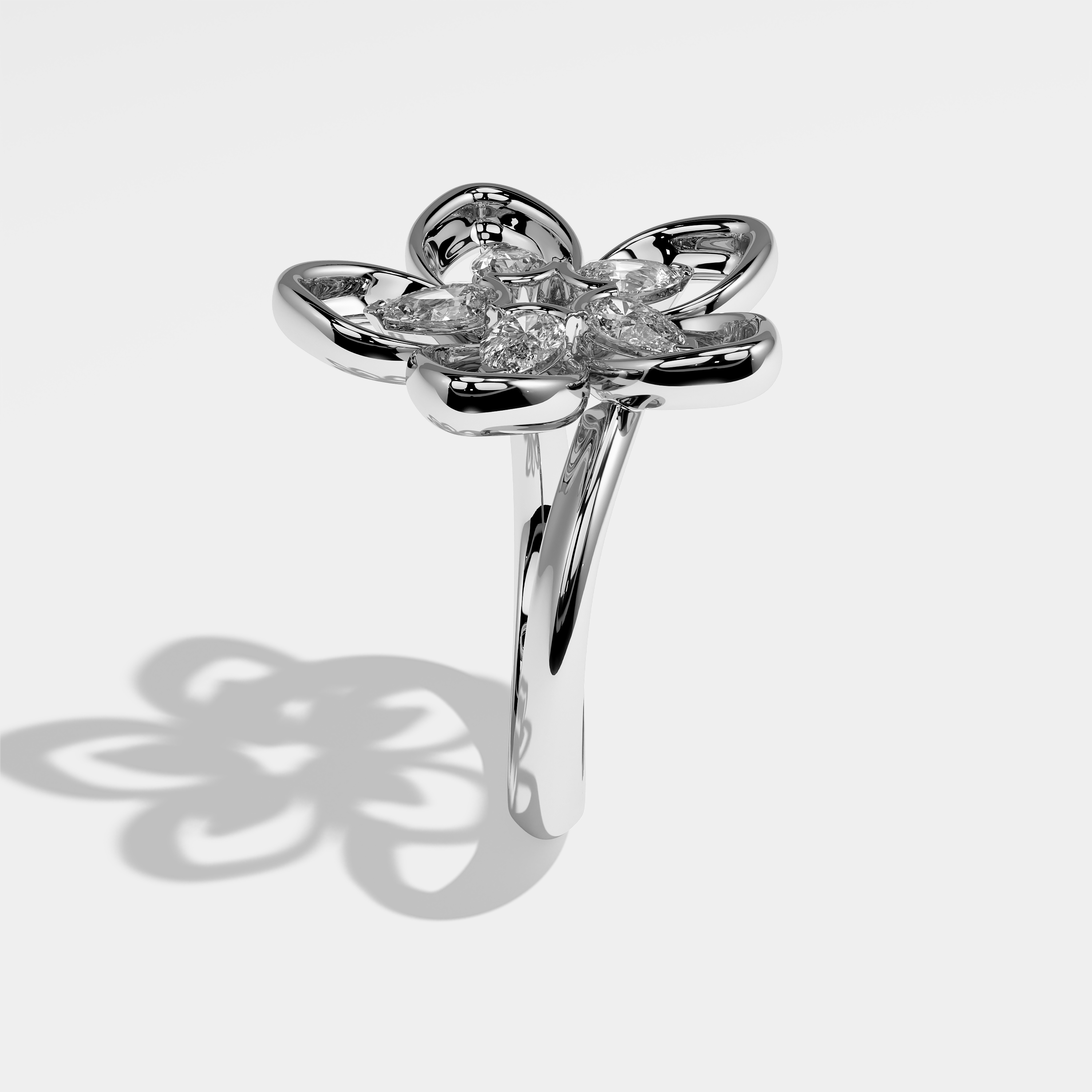 Hail Diamond Pear Engagement Ring 18K White Gold 6.30ct