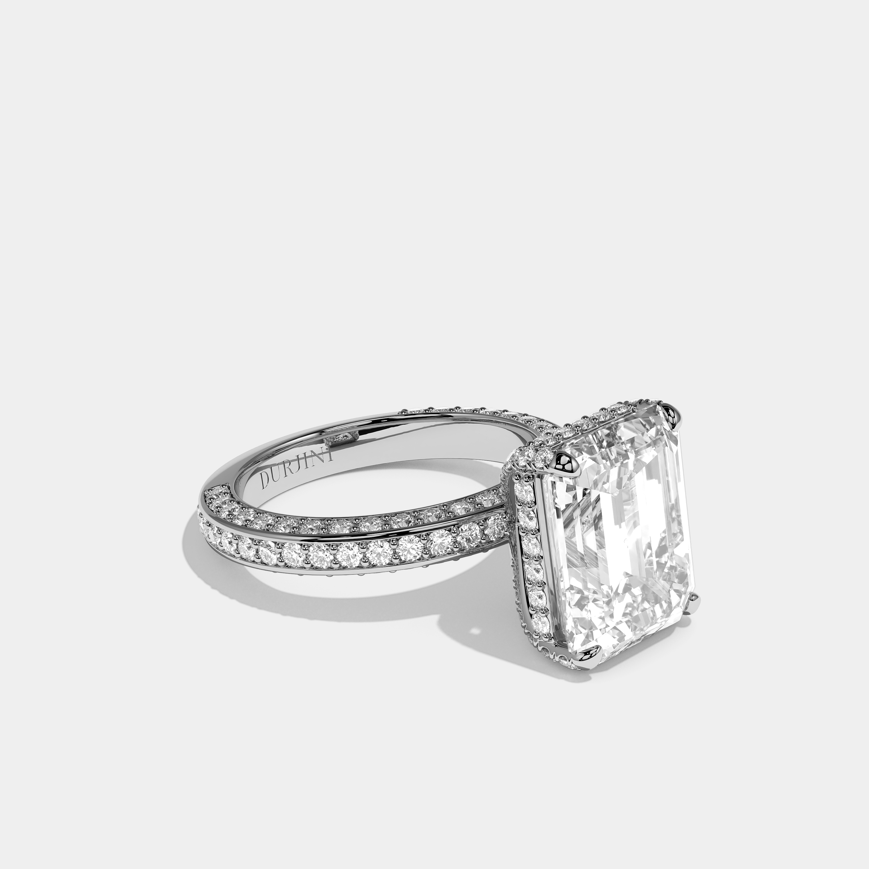 Eleanor Diamond Emerald Cut Engagement Ring 18K White Gold 11.00ct