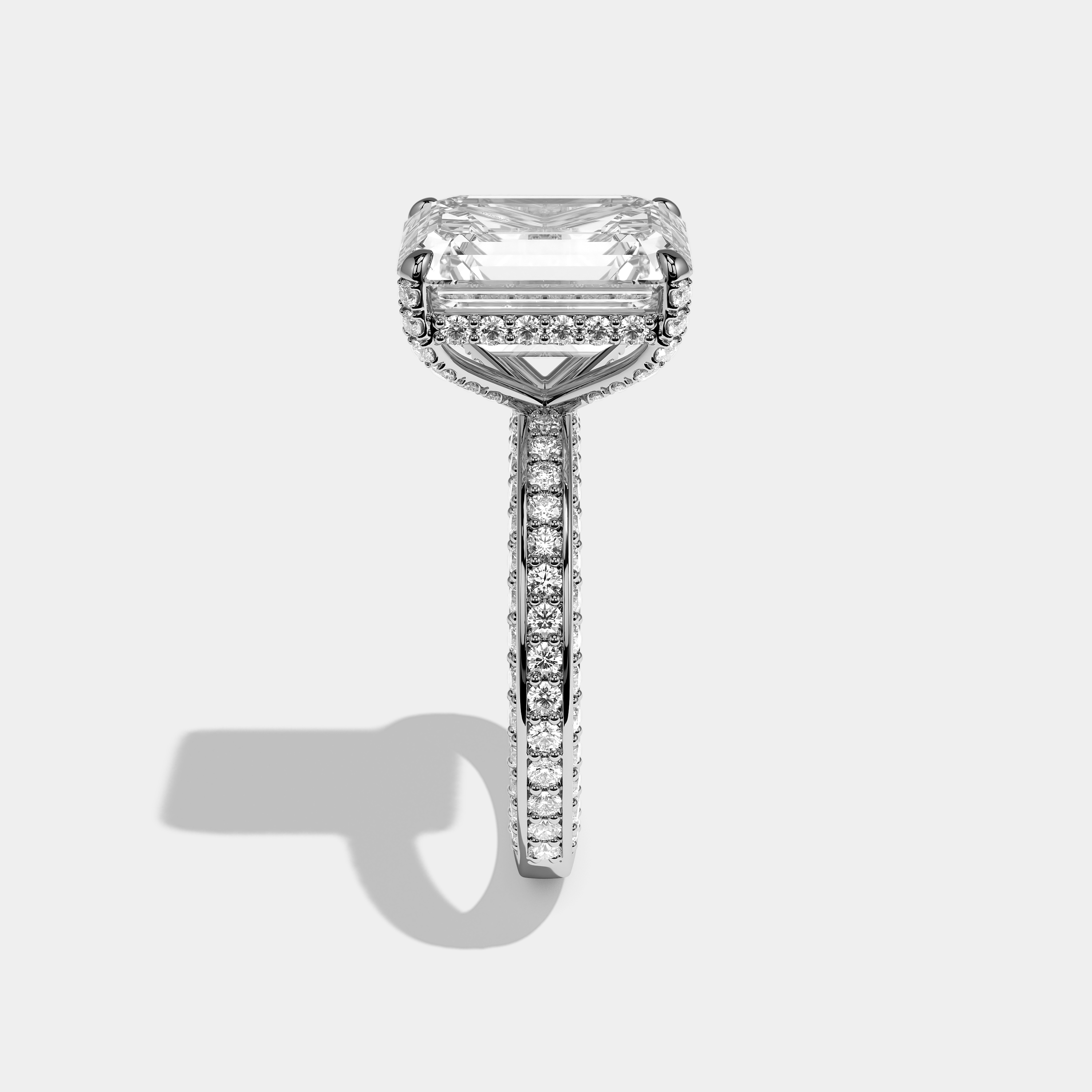 Side View – Kurbãni Durjini Eleanor Diamond Emerald Cut Engagement Ring White Gold