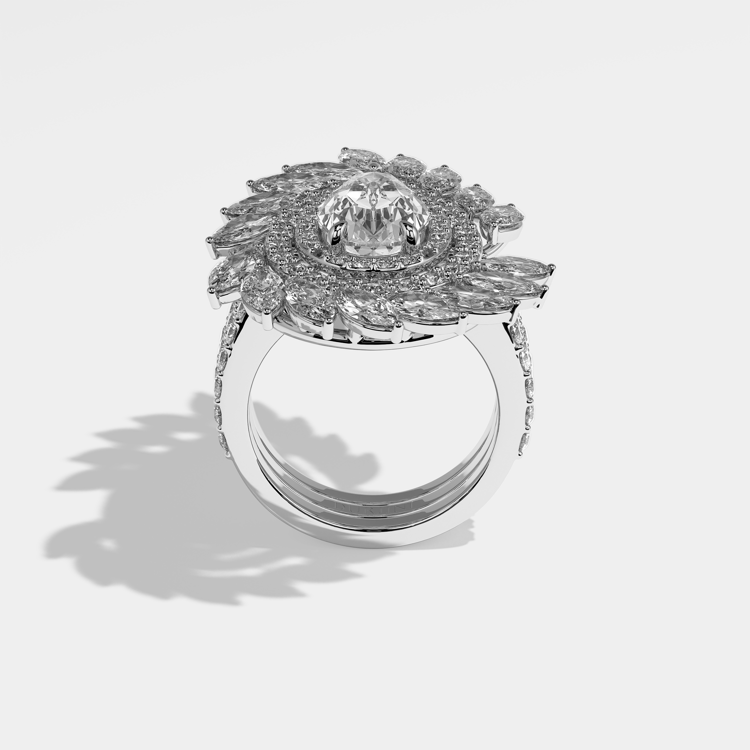 Rosaline Diamond Pear Halo Engagement Ring 18K White Gold 18.00ct