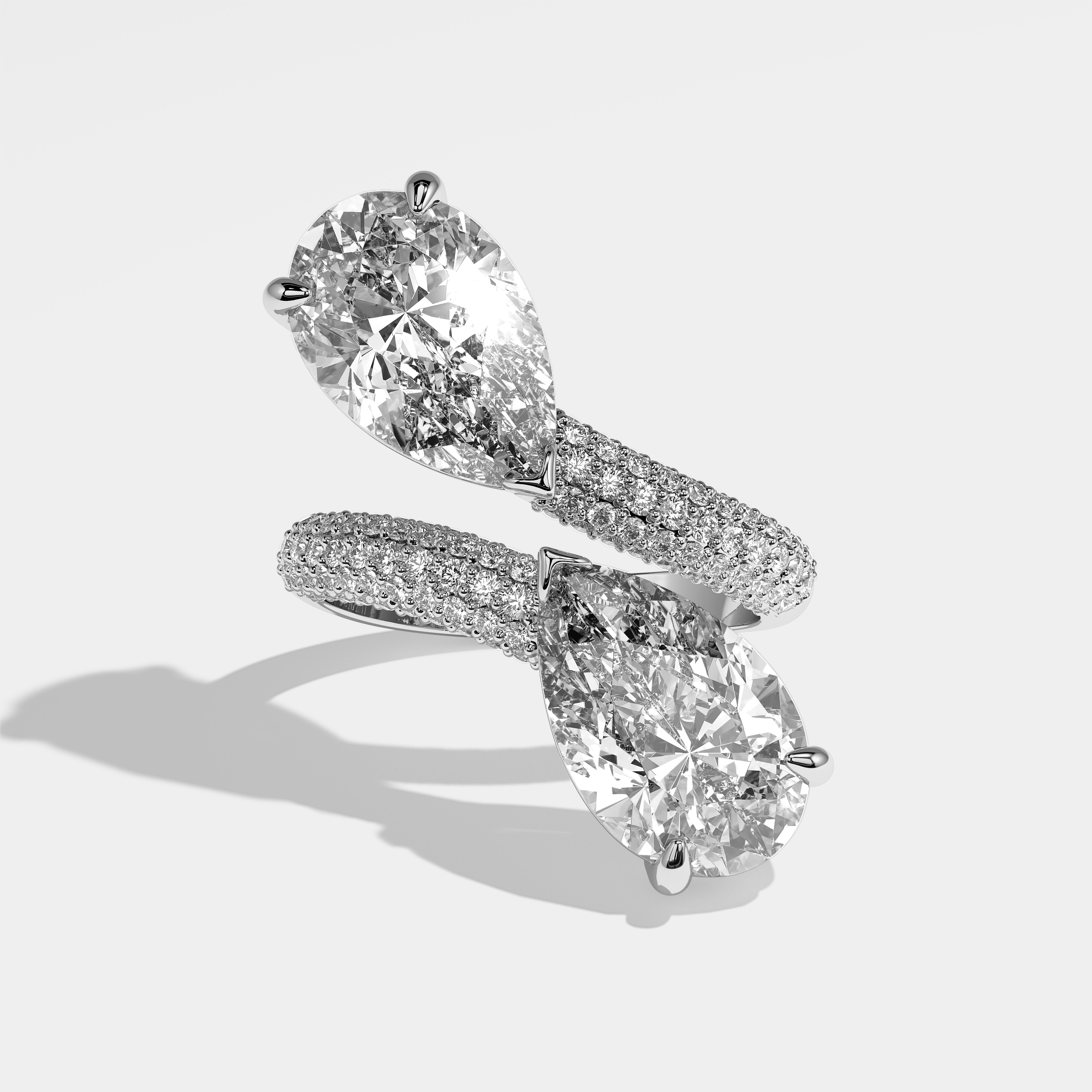 Evangeline Diamond Pear Engagement Ring 18K White Gold 15.00ct