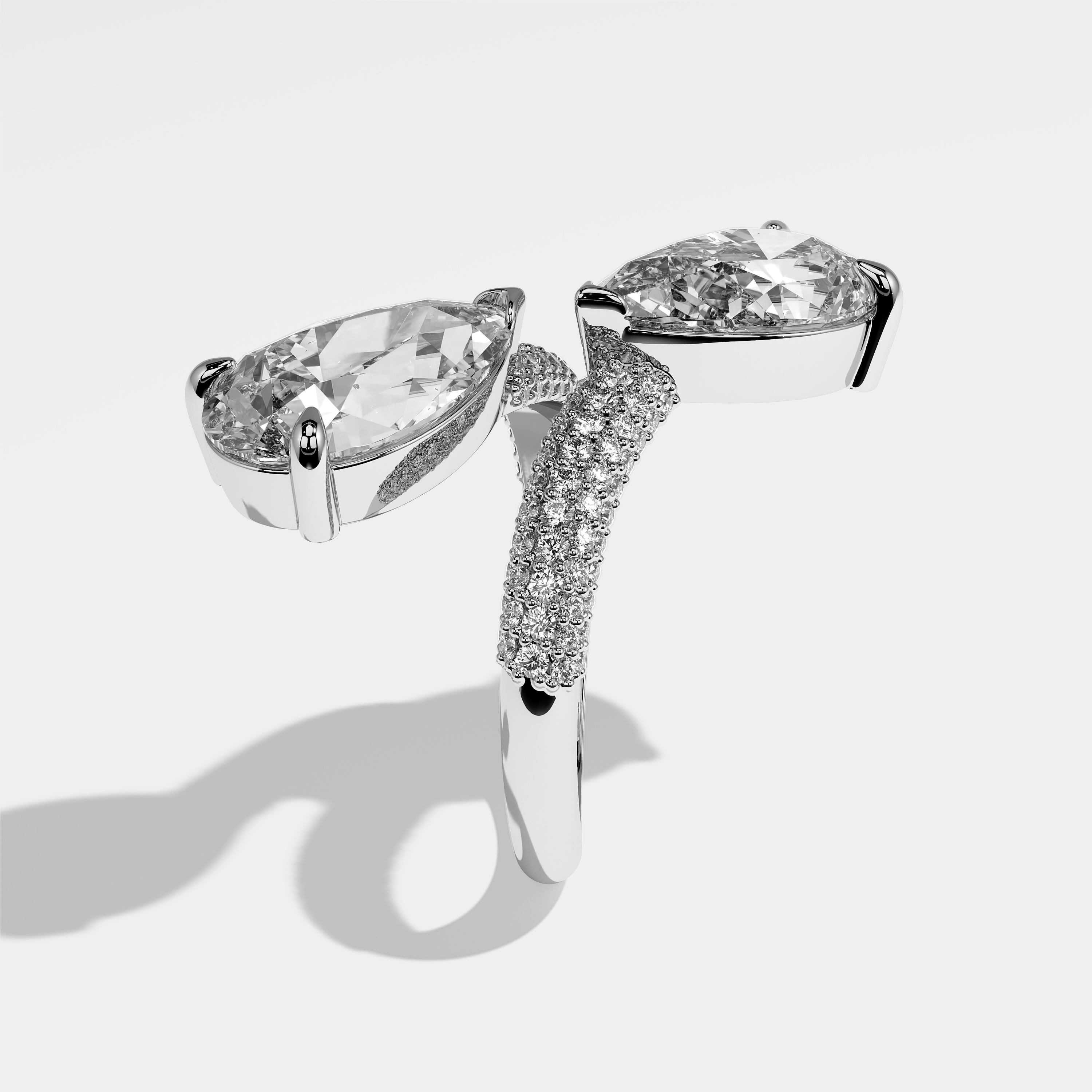 Evangeline Diamond Pear Engagement Ring 18K White Gold 15.00ct