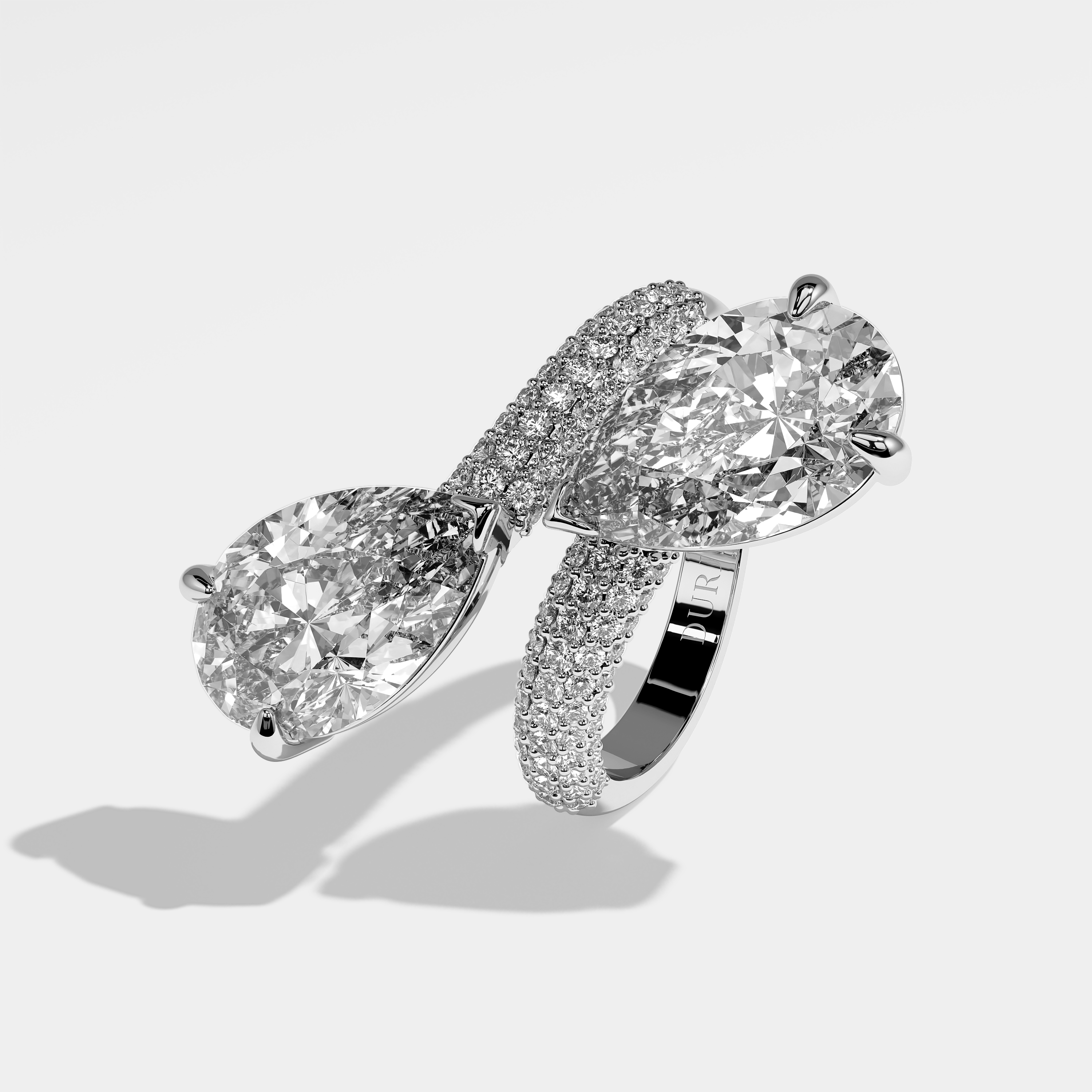 Evangeline Diamond Pear Engagement Ring 18K White Gold 15.00ct