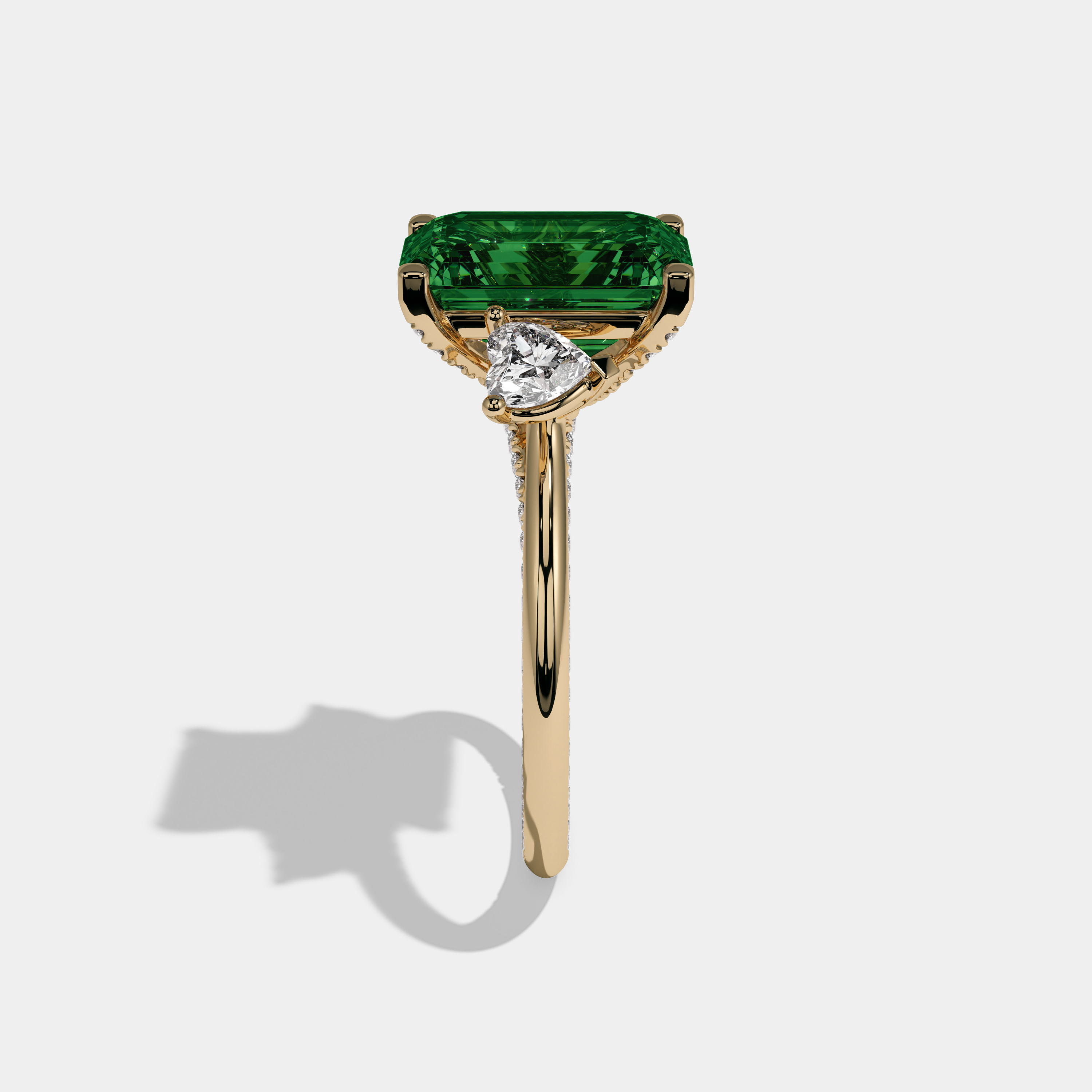 Adelaide Fancy Dark Green Emerald Cut Diamond Hidden Band Engagement Ring 6ct 18K Yellow Gold