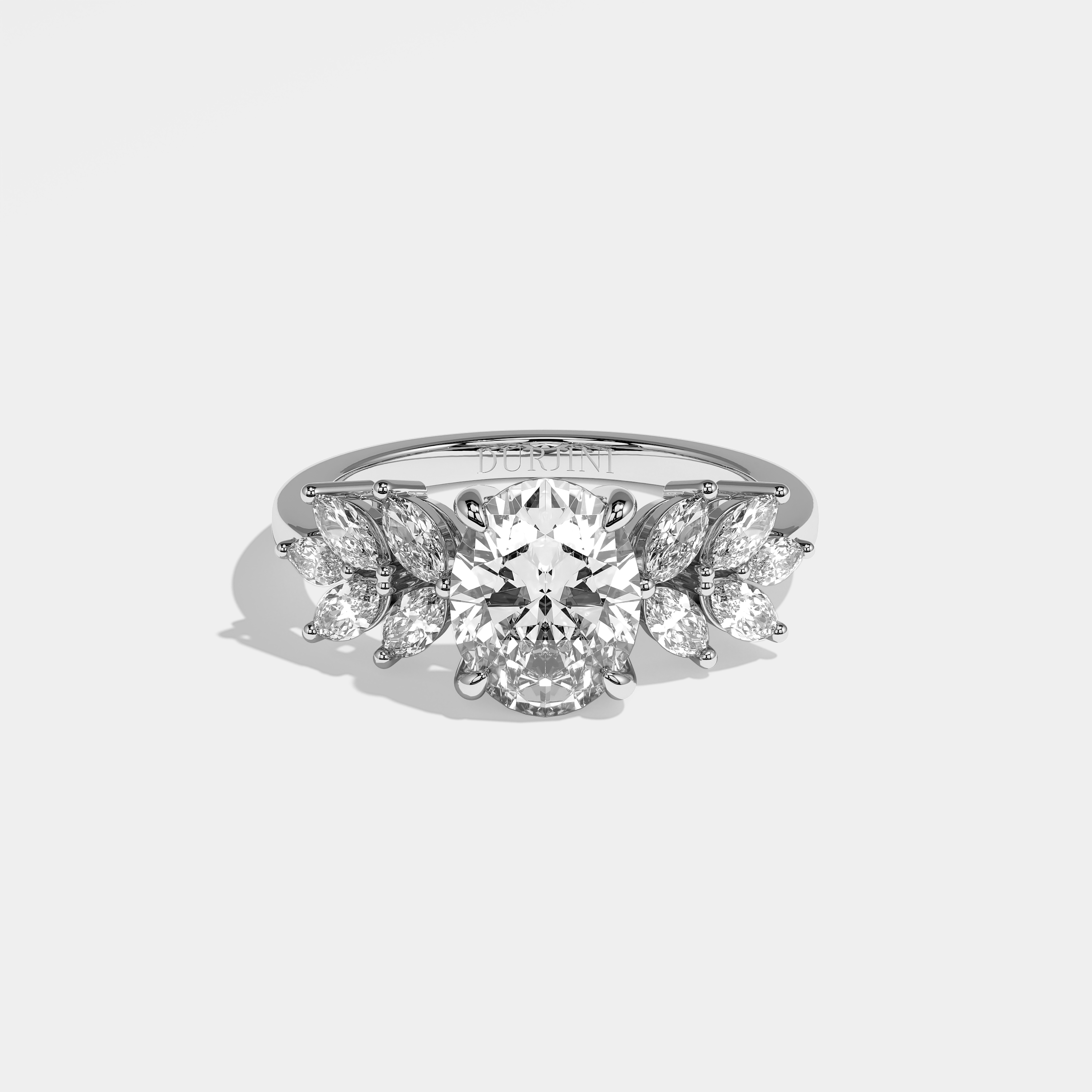 Thalia Diamond Oval Engagement Ring 18K White Gold 8.00ct