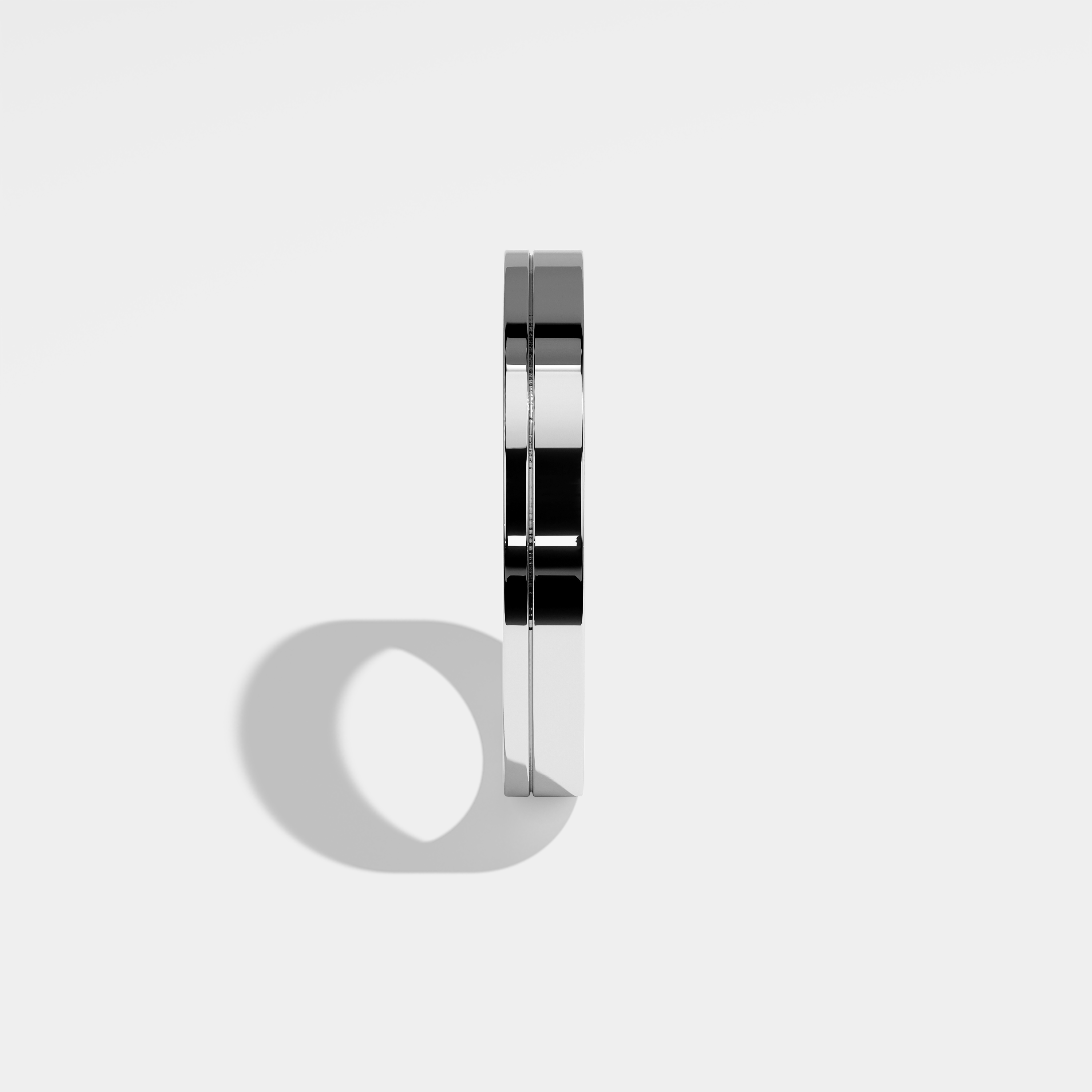 Annabelle round brilliant diamond wedding band in 18K white gold by Kurbãni Durjini, side view