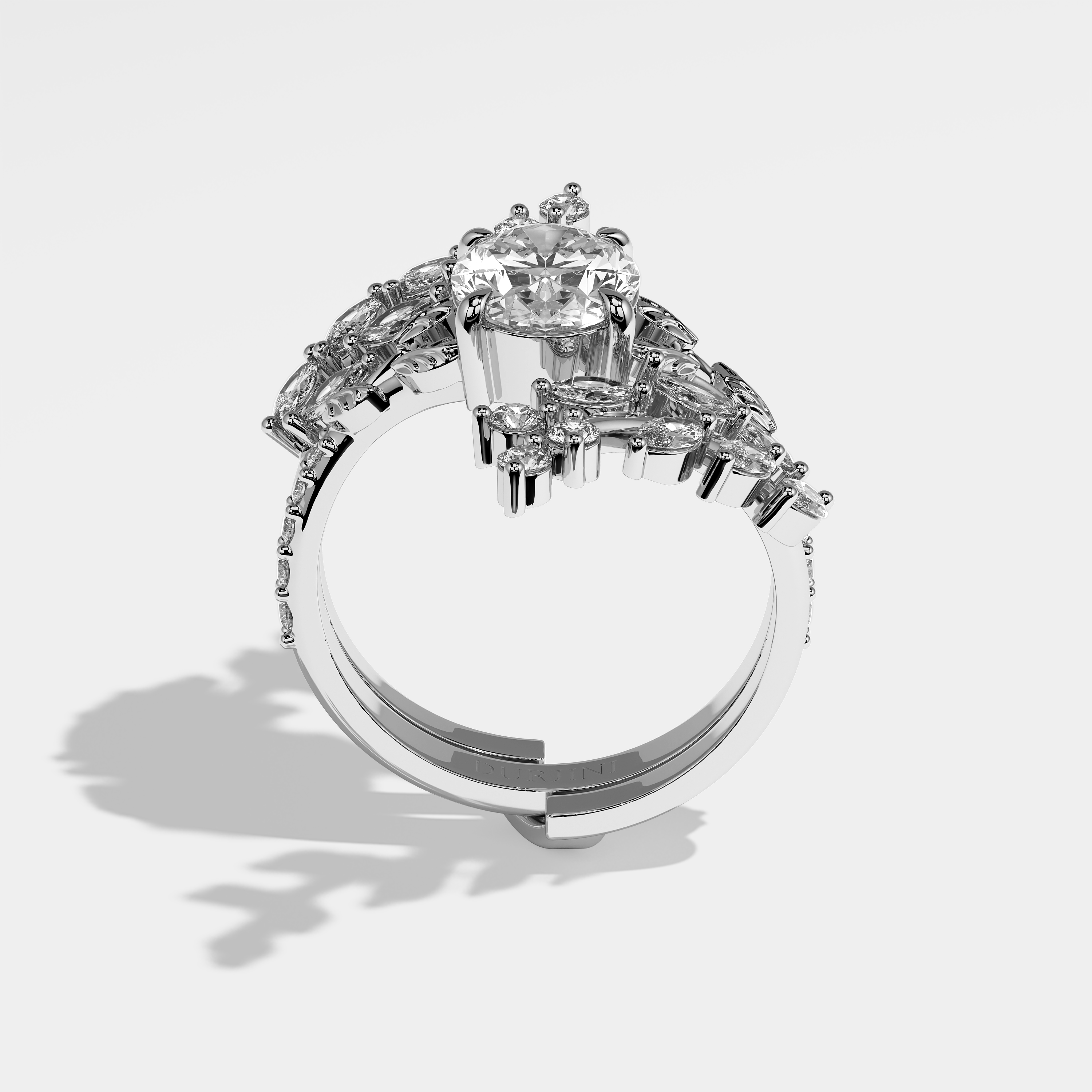 Aurora Diamond Oval Halo Engagement Ring 18K White Gold 7.00ct