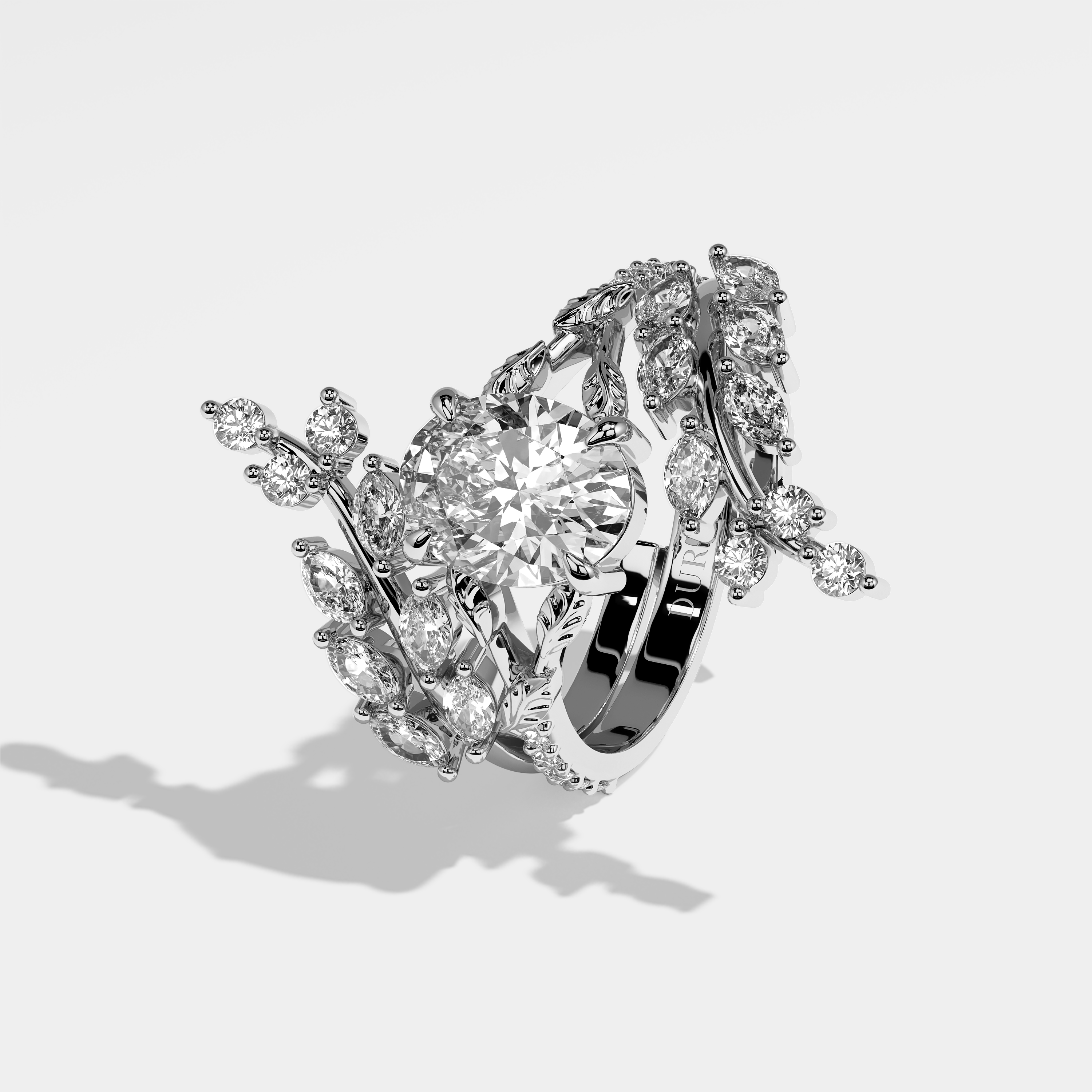 Aurora Diamond Oval Halo Engagement Ring 18K White Gold 7.00ct