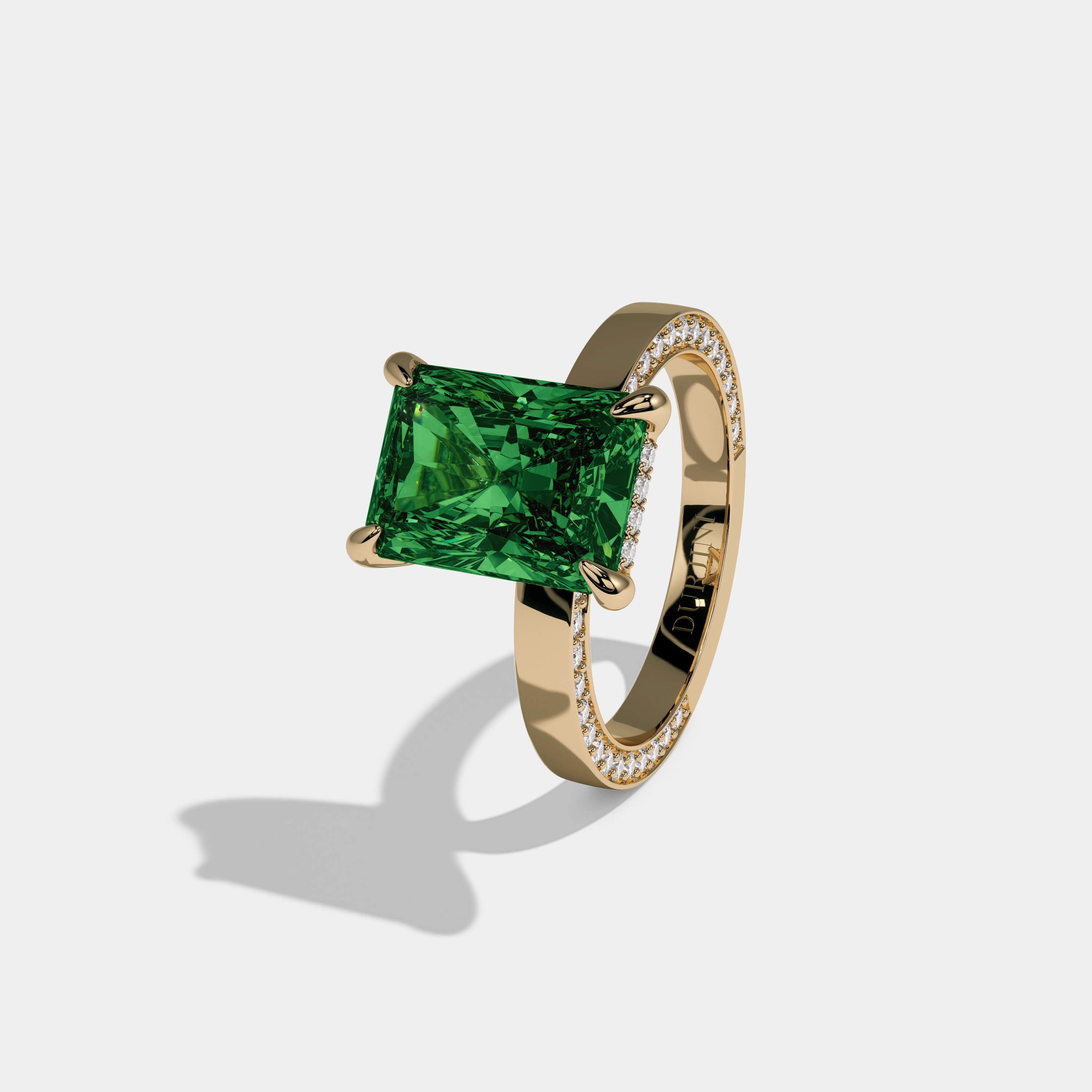 Mary Fancy Dark Green Radiant Cut Diamond Hidden Band Engagement Ring 6ct 18K Yellow Gold