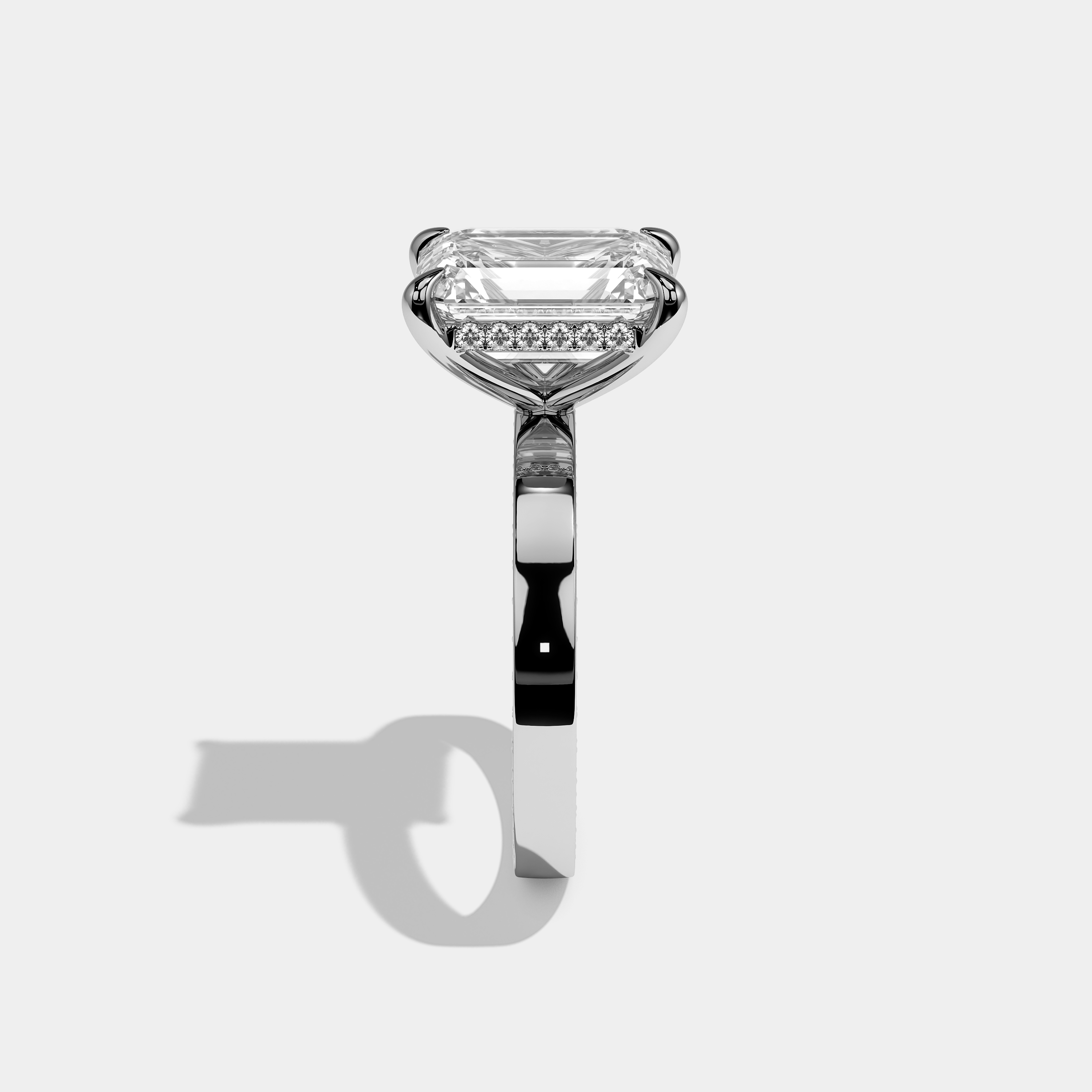 Beatrice Diamond Emerald Cut Engagement Ring 18K White Gold 8.00ct